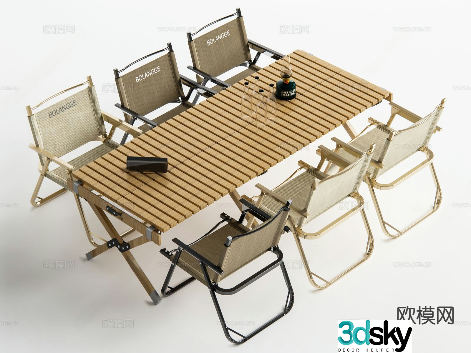 Modern leisure tables and chairs outdoor tables and chairs folding chairs 3d model