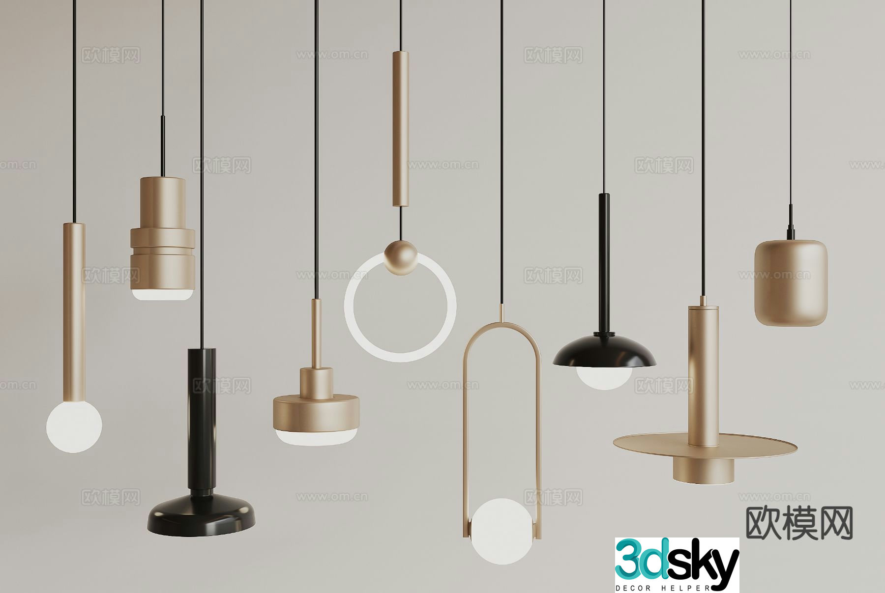Light luxury bedside small chandelier 3D model