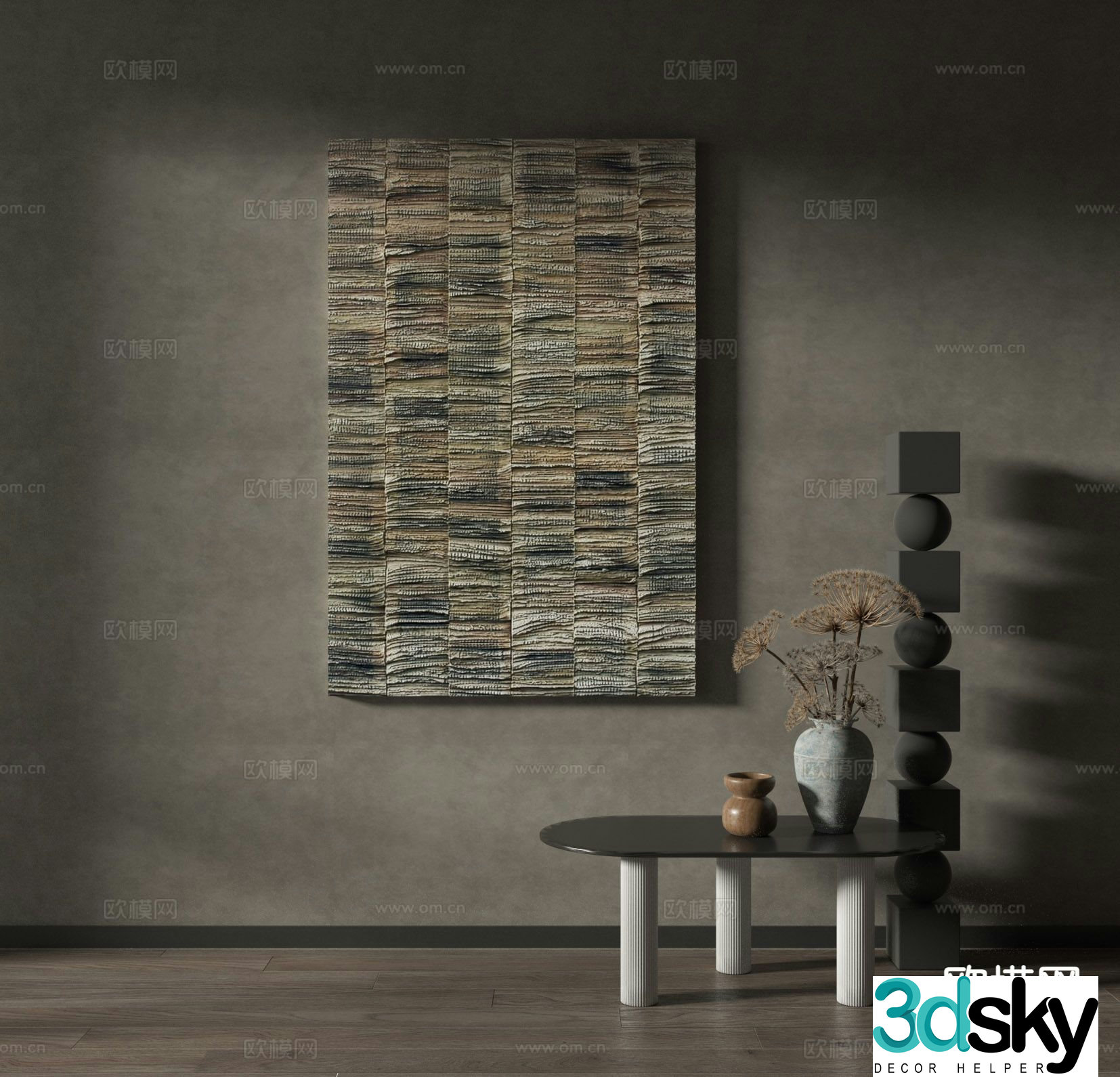 Wabi-sabi style abstract painting texture painting decorative painting 3D model