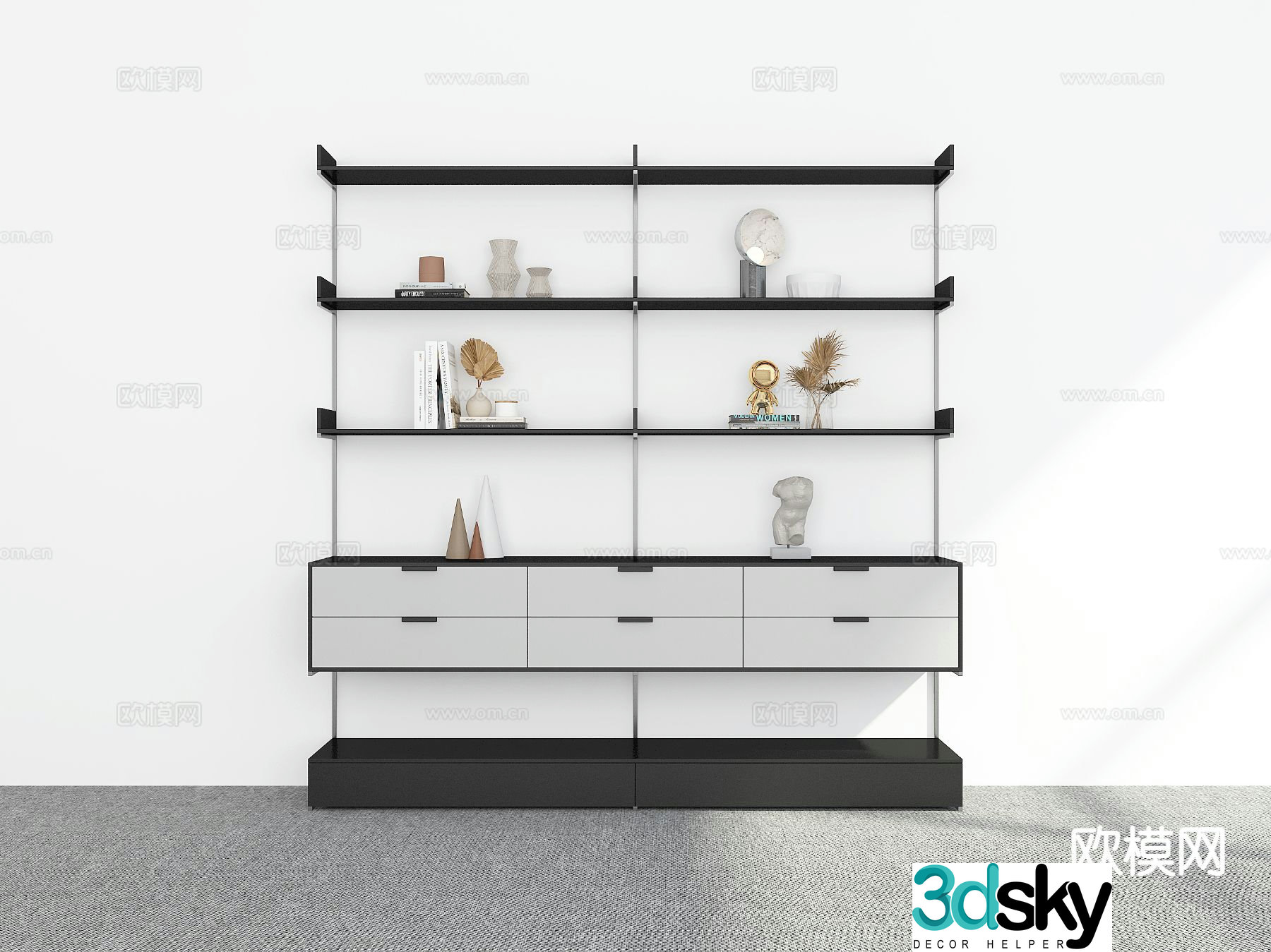 Modern bookshelf 3d model