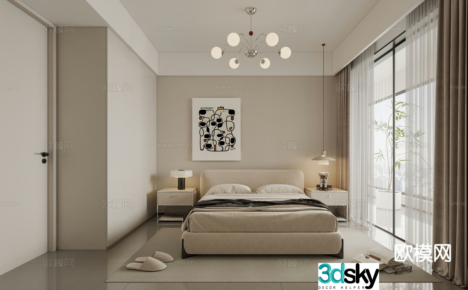 Modern bedroom master bedroom 3d model