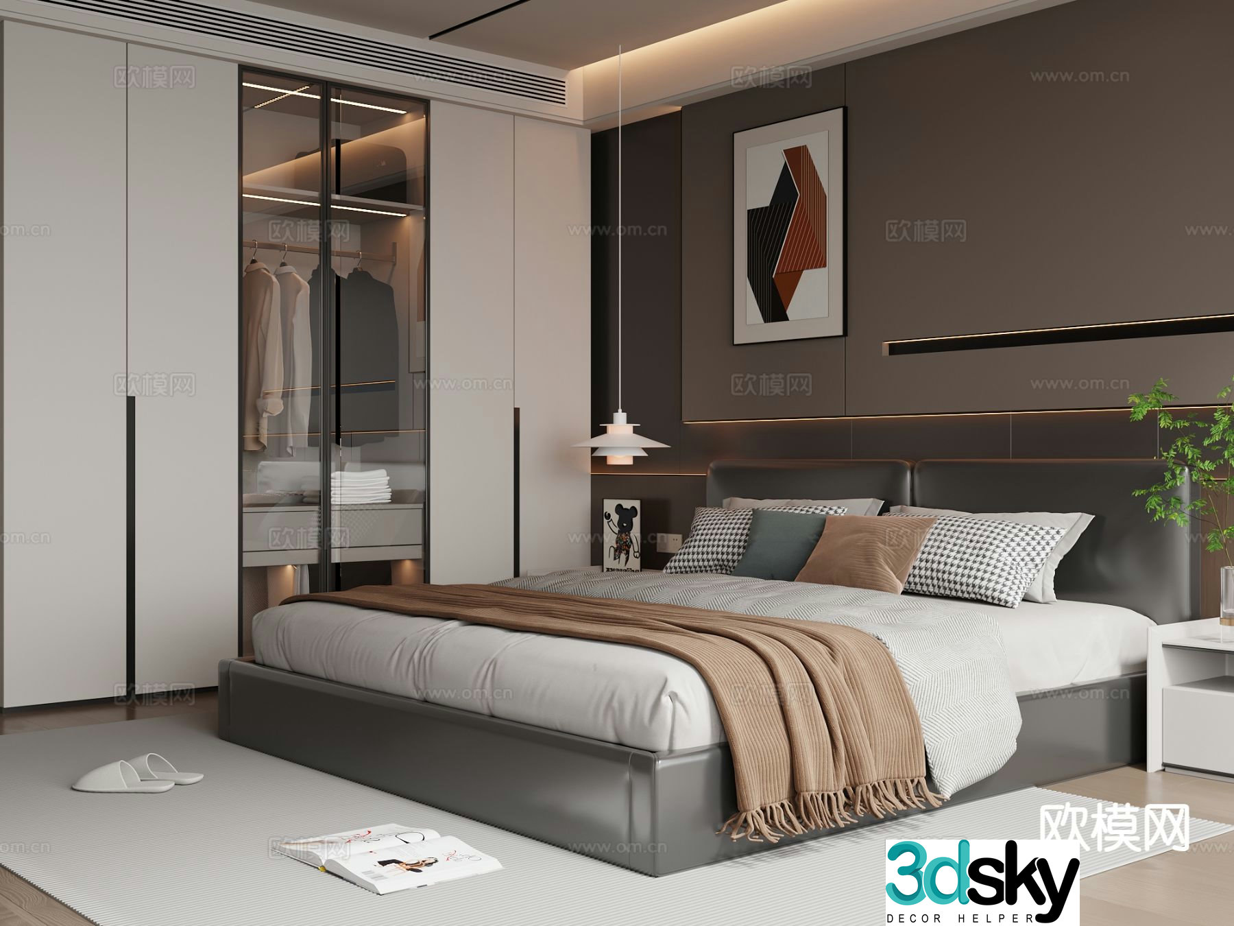 Italian double bed 3d model