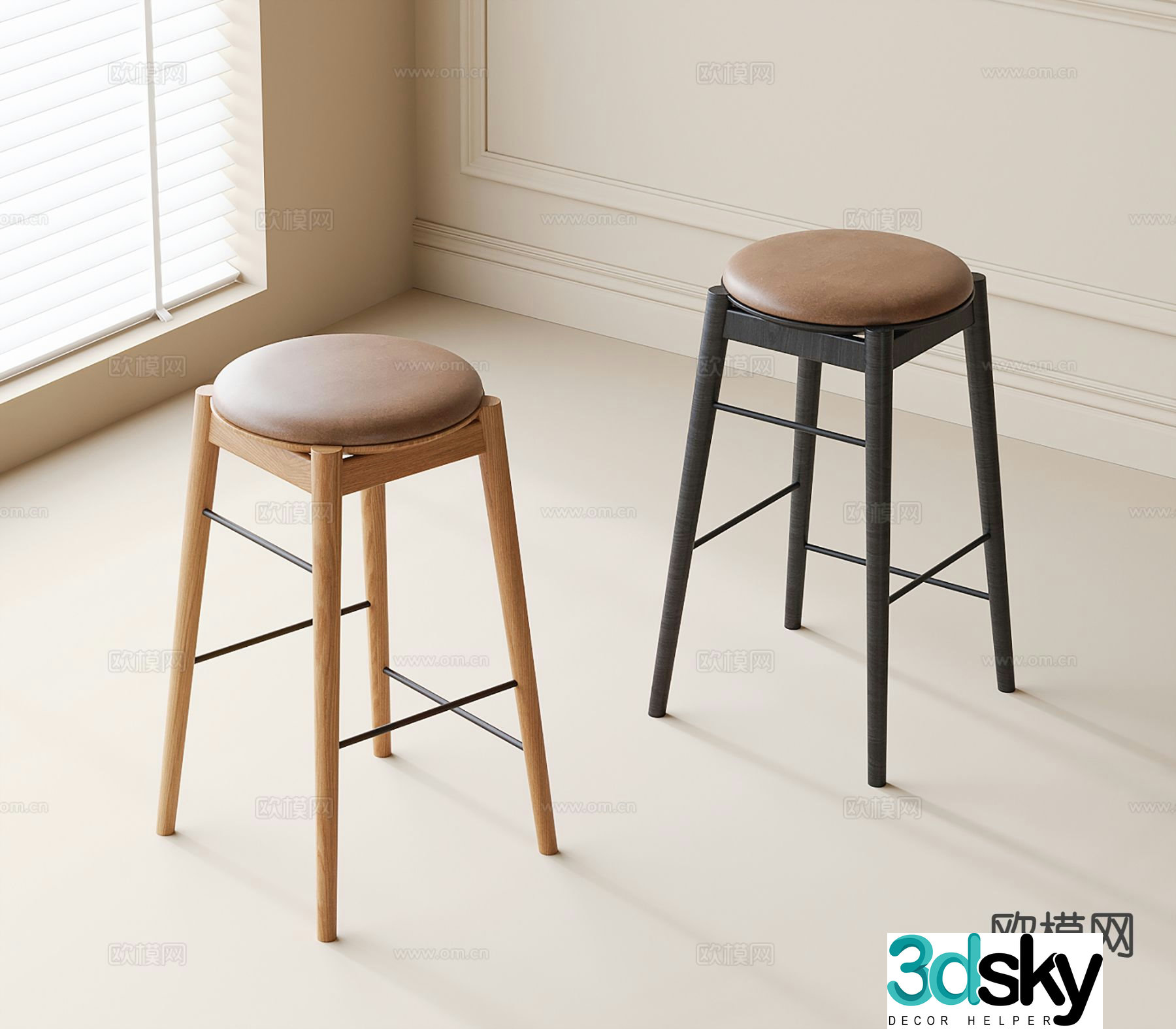Wabi Sabi bar stool bar stool high stool 3d model