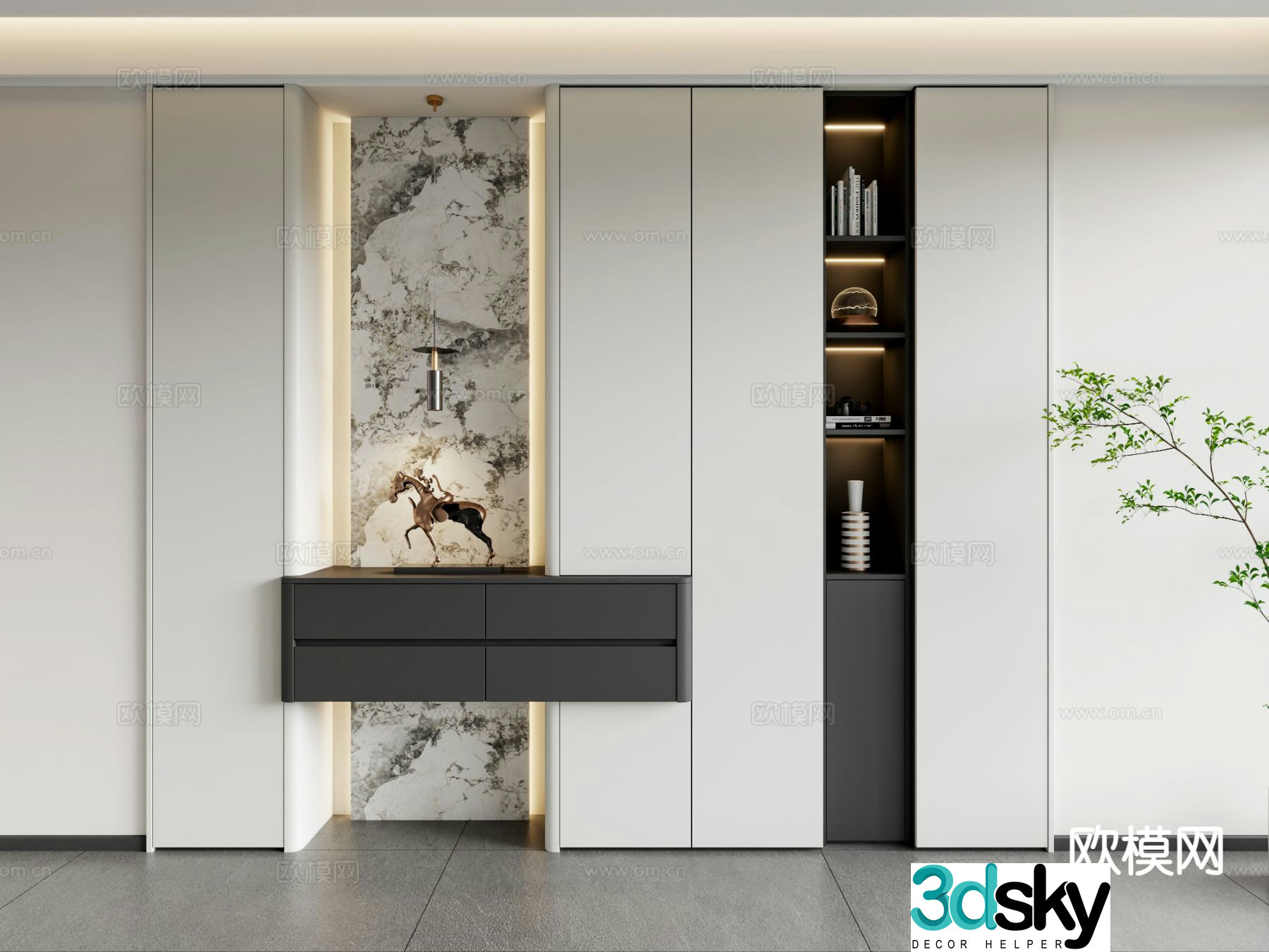 Modern entrance shoe cabinet 3d model