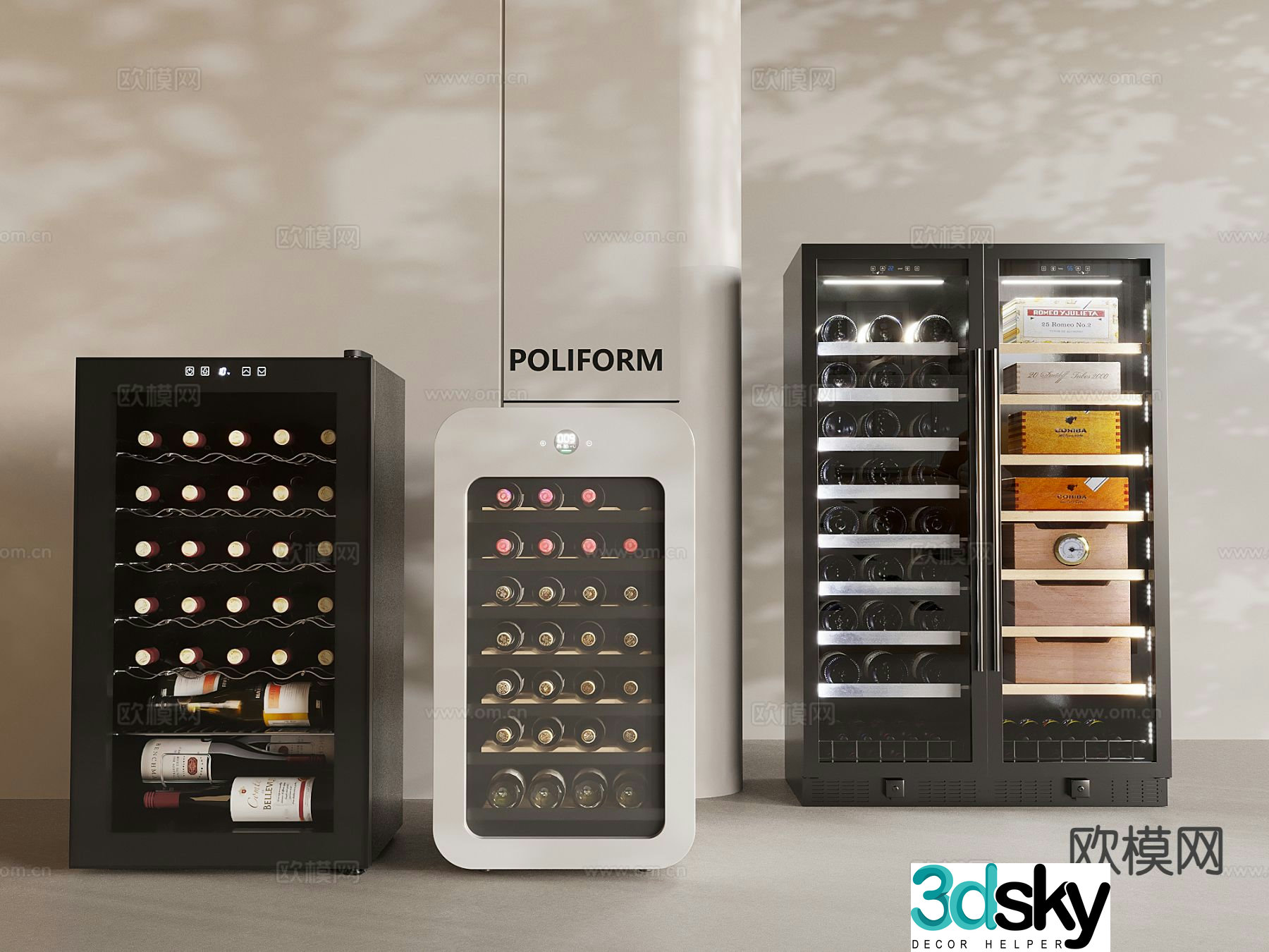 Modern thermostatic wine cabinet wine cabinet red wine cabinet 3D model