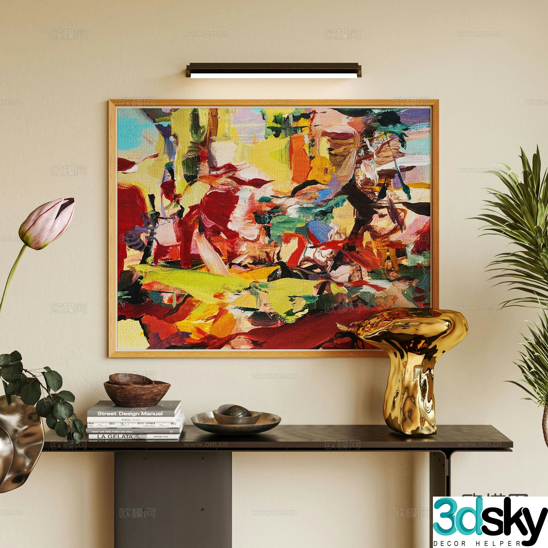 Wabi-sabi oil painting texture painting decorative painting 3d model