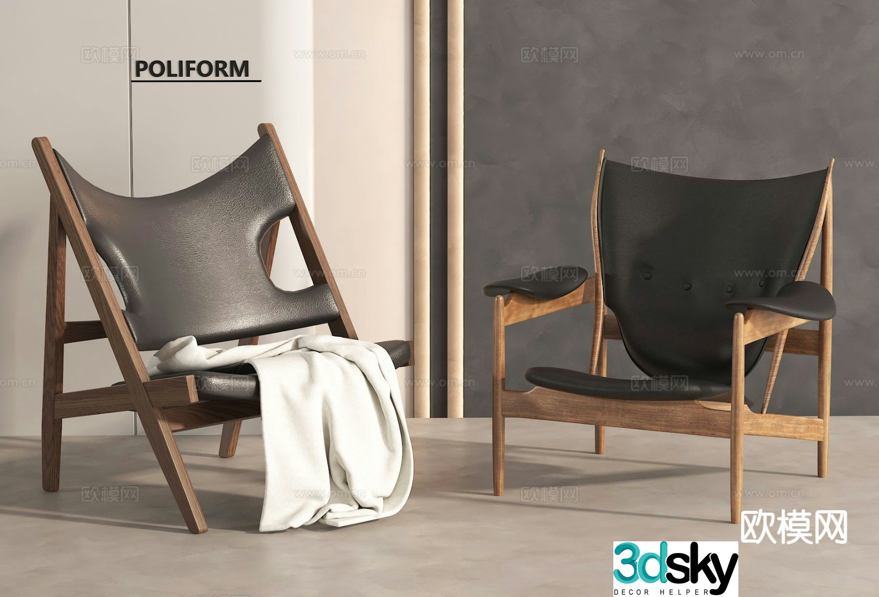 Wabi-sabi chair leisure chair 3d model