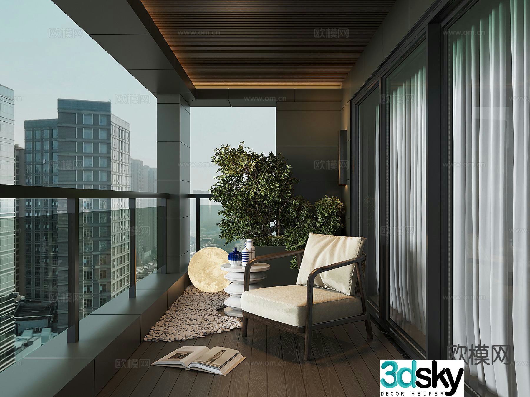 Modern balcony 3d model