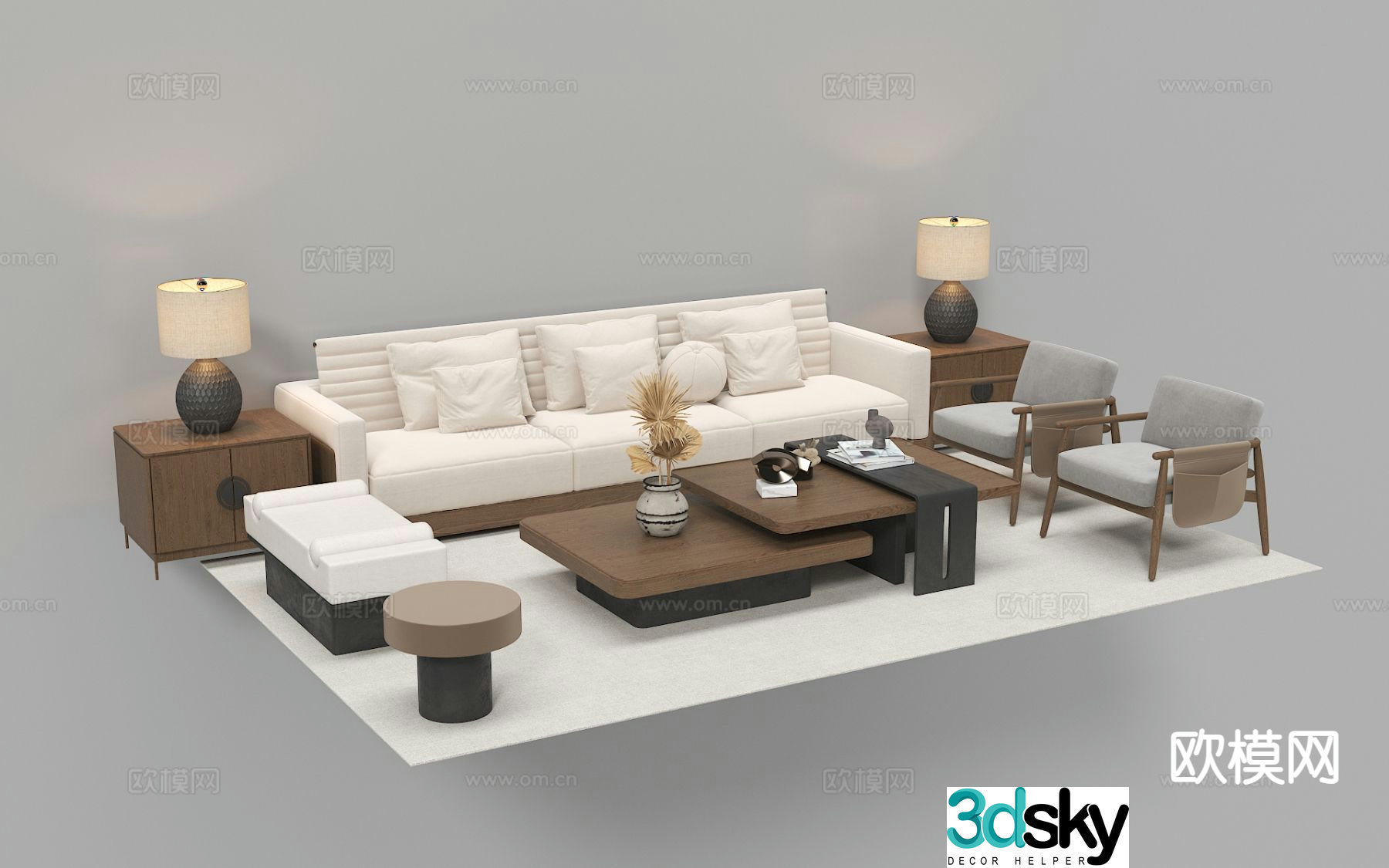 New Chinese style modular sofa 3d model