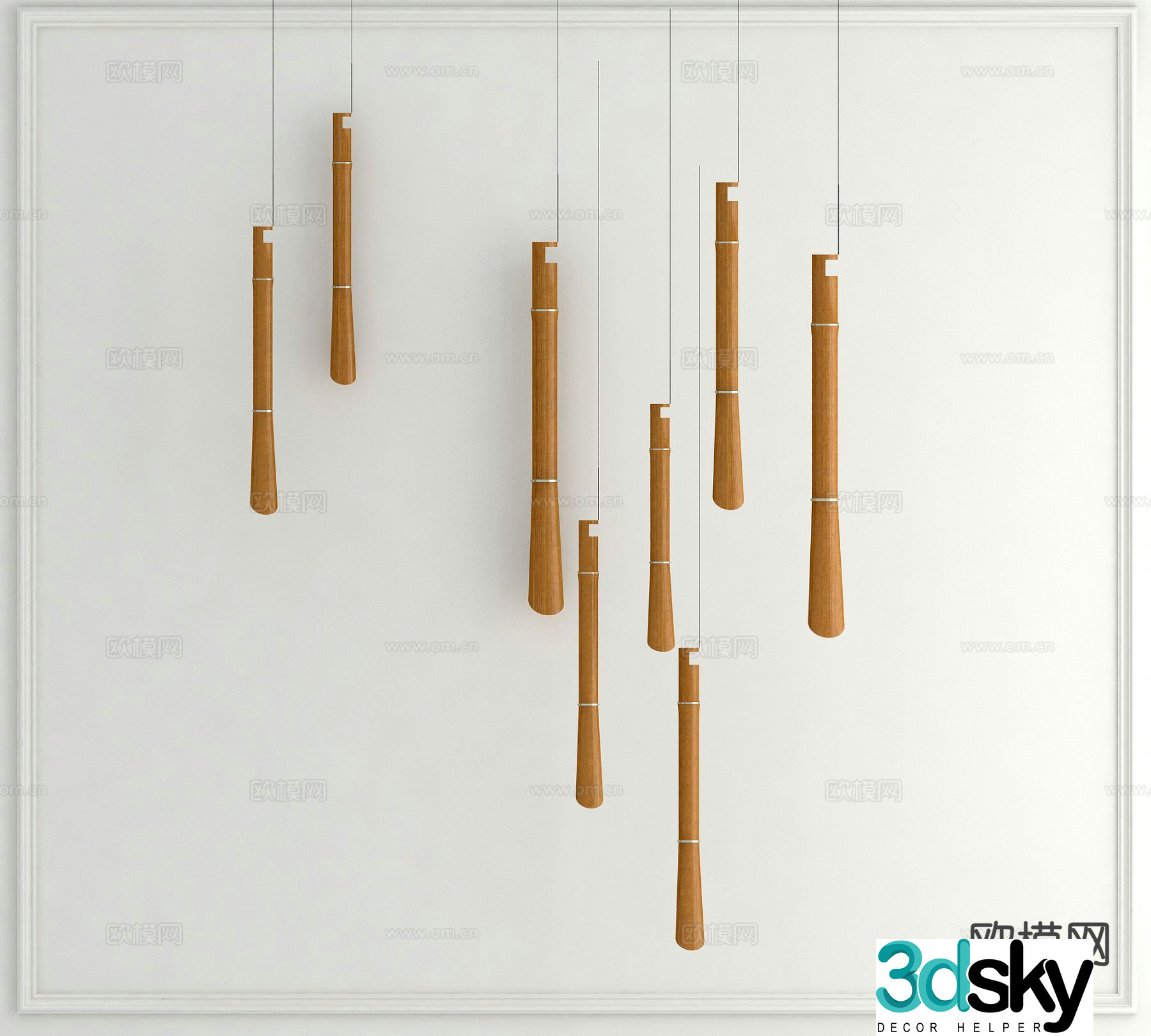 New Chinese style chandelier bamboo chandelier 3d model
