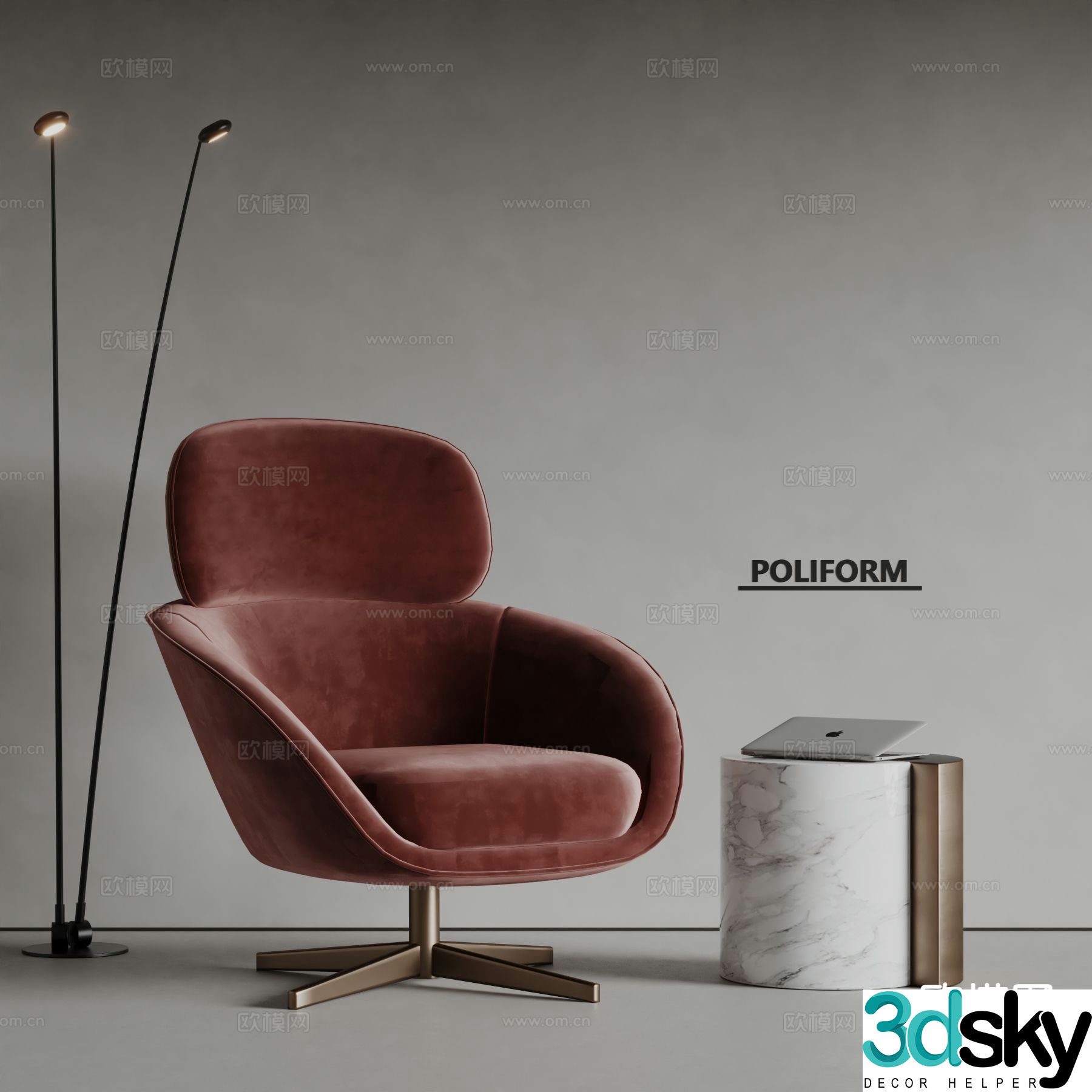 poliform modern leisure chair sofa chair 3d model