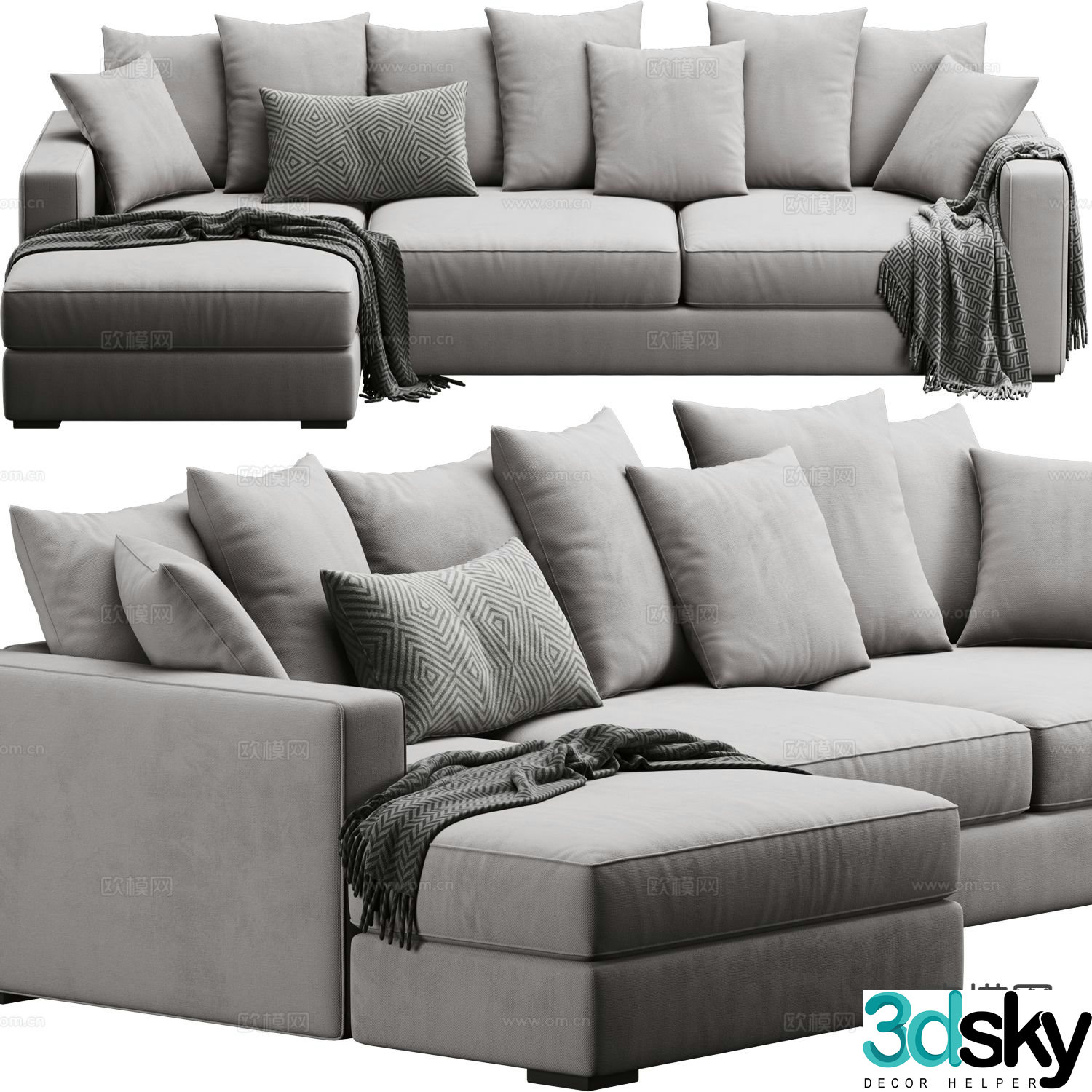 Multi-person sofa corner sofa 3d model