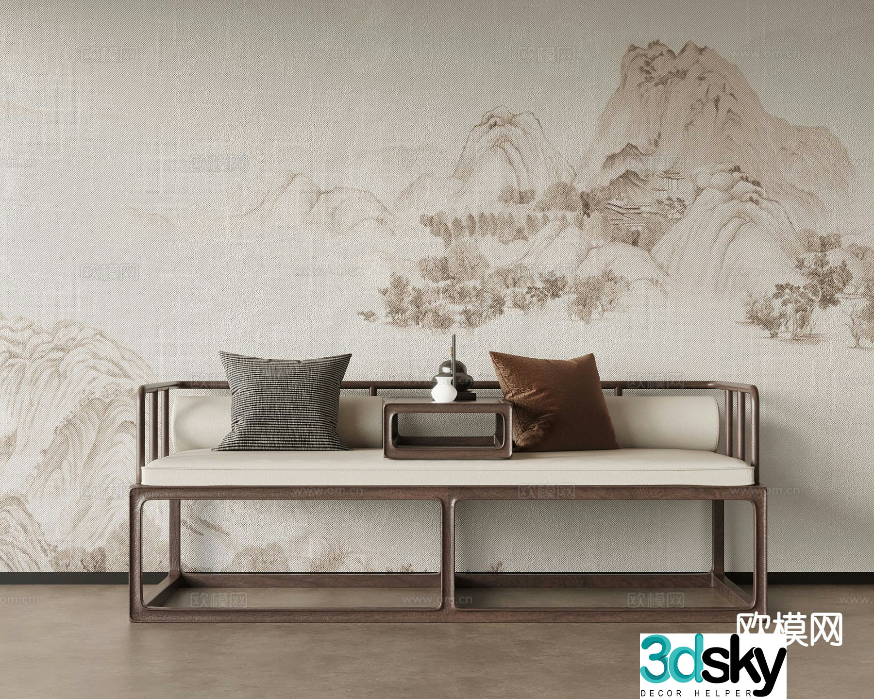 New Chinese style Arhat bed 3D model