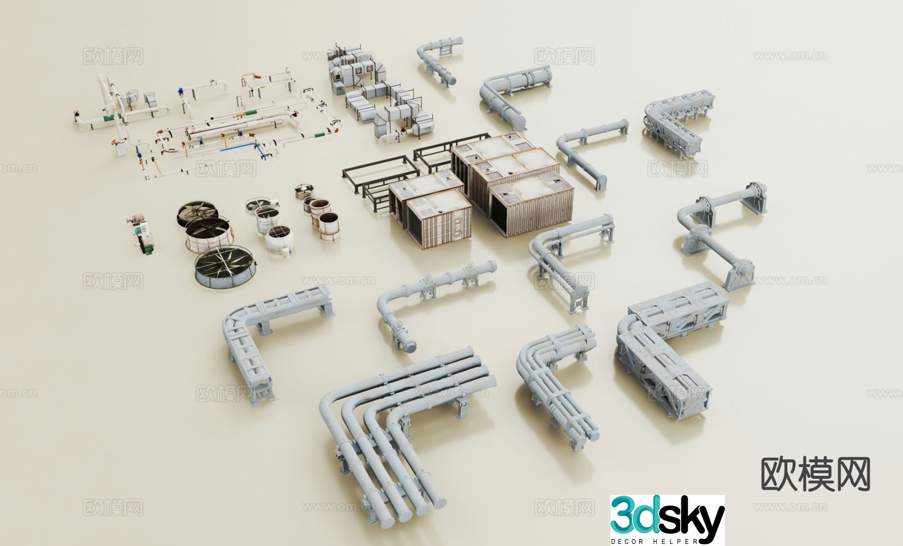 Modern ducts air conditioning ducts 3d model