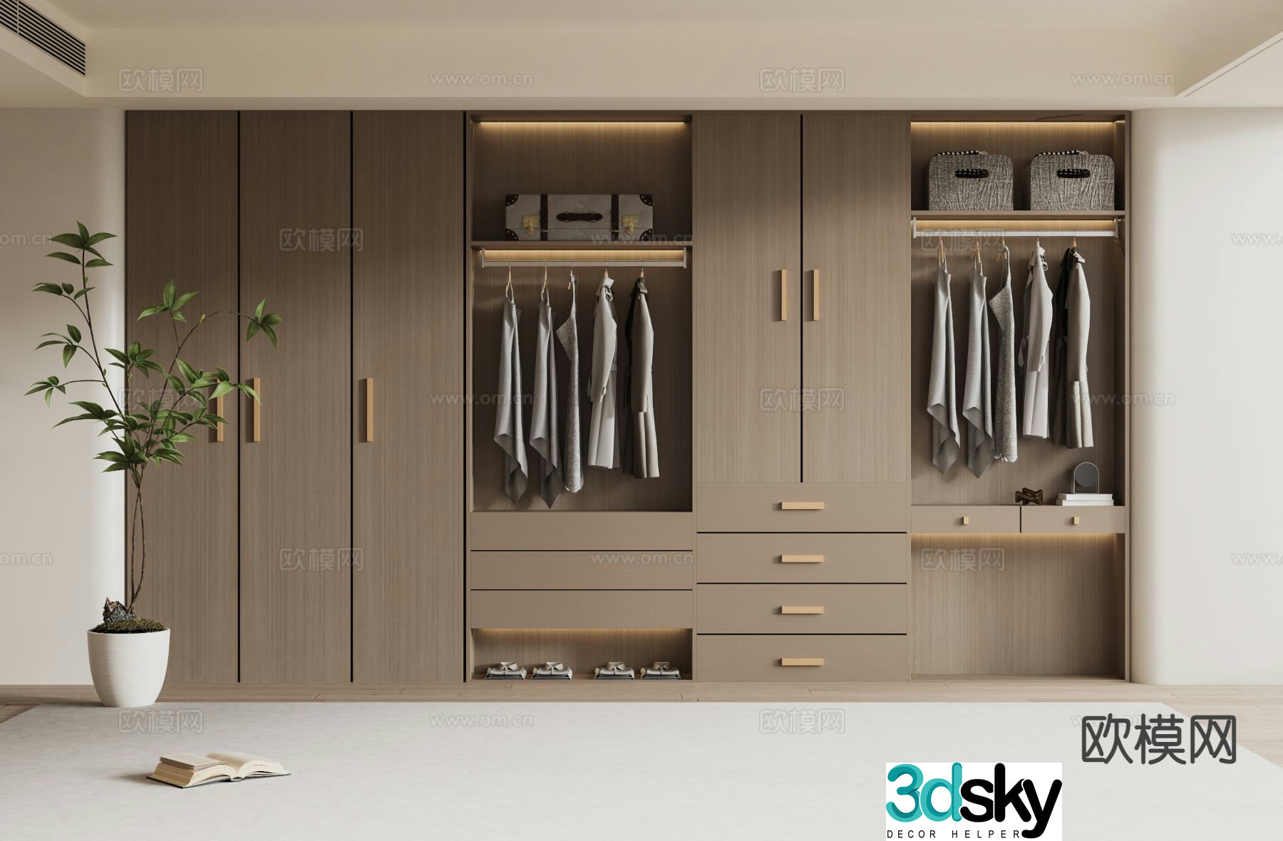 Log style wardrobe 3D model