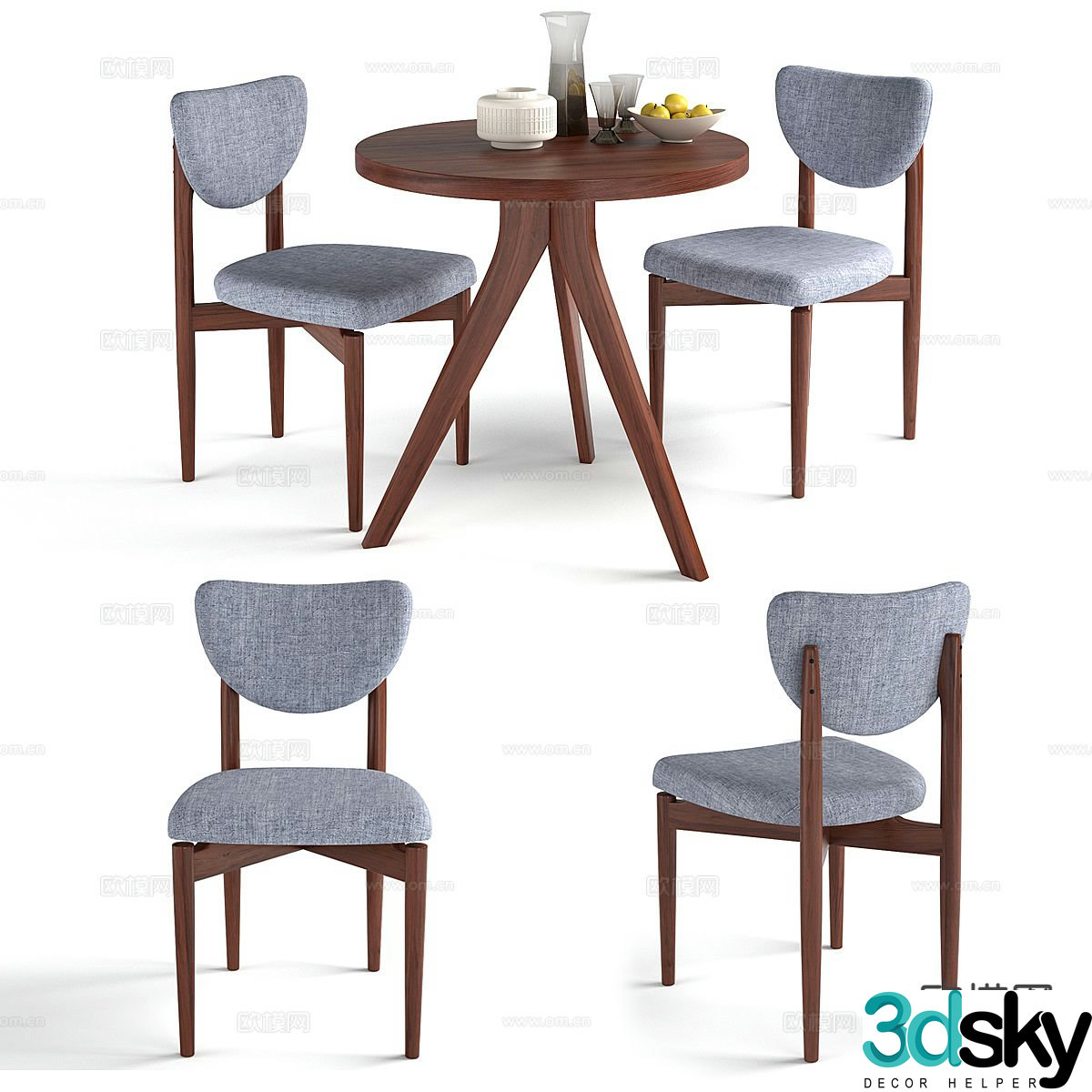 Modern leisure table and chairs 3d model