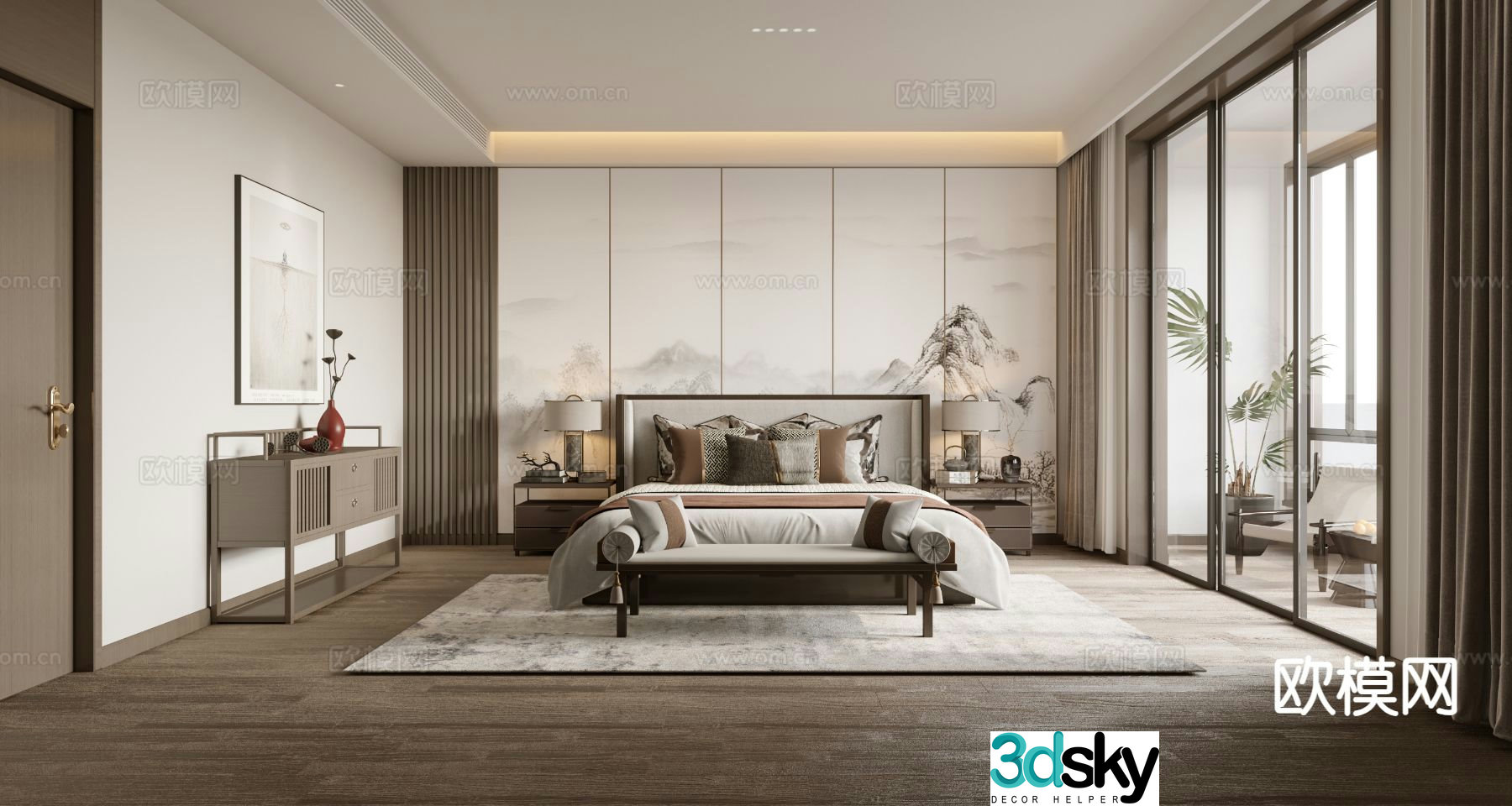 New Chinese style bedroom master bedroom 3d model