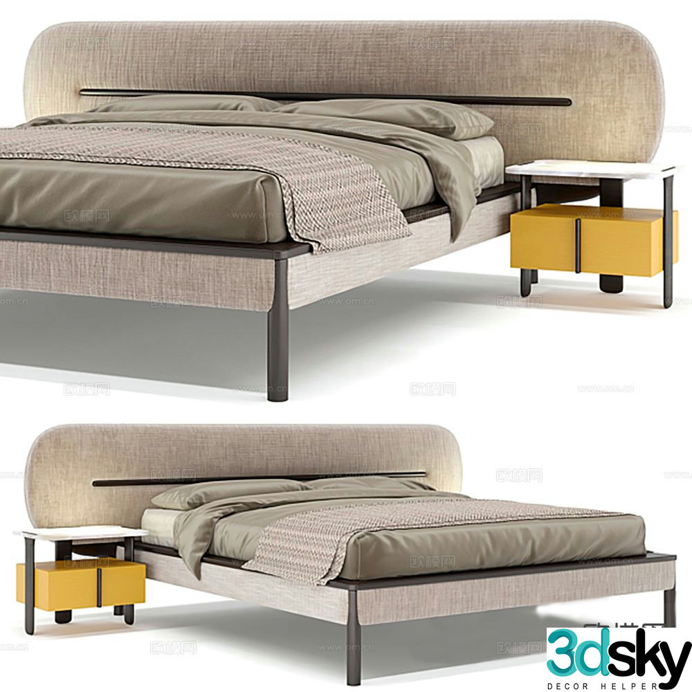 Modern double bed 3d model