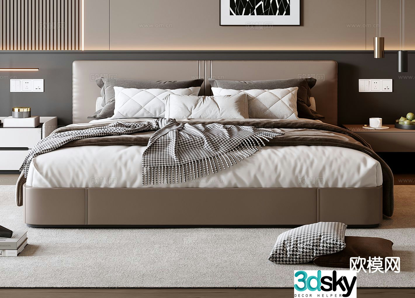 Italian double bed 3d model