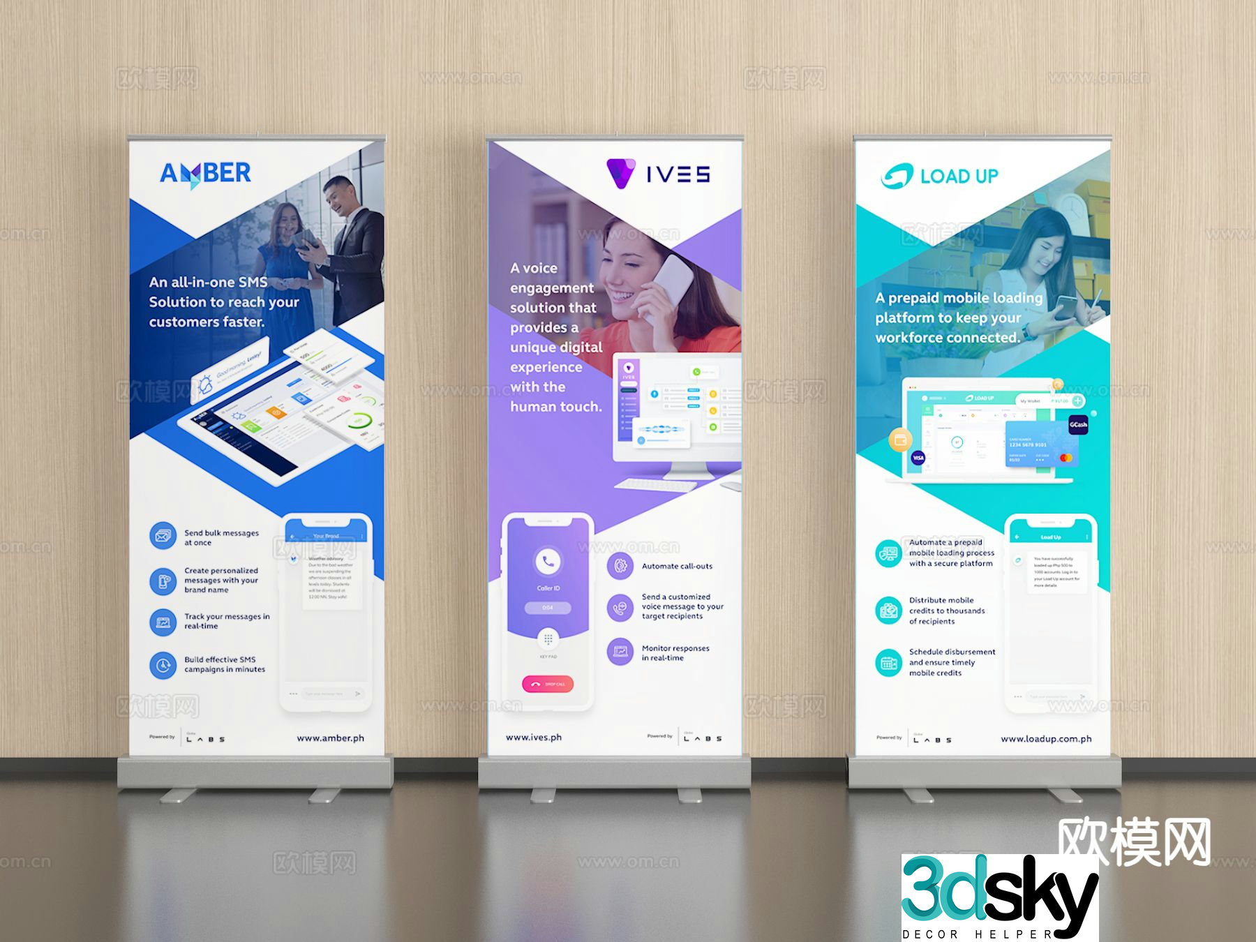 Modern poster stand billboard 3d model