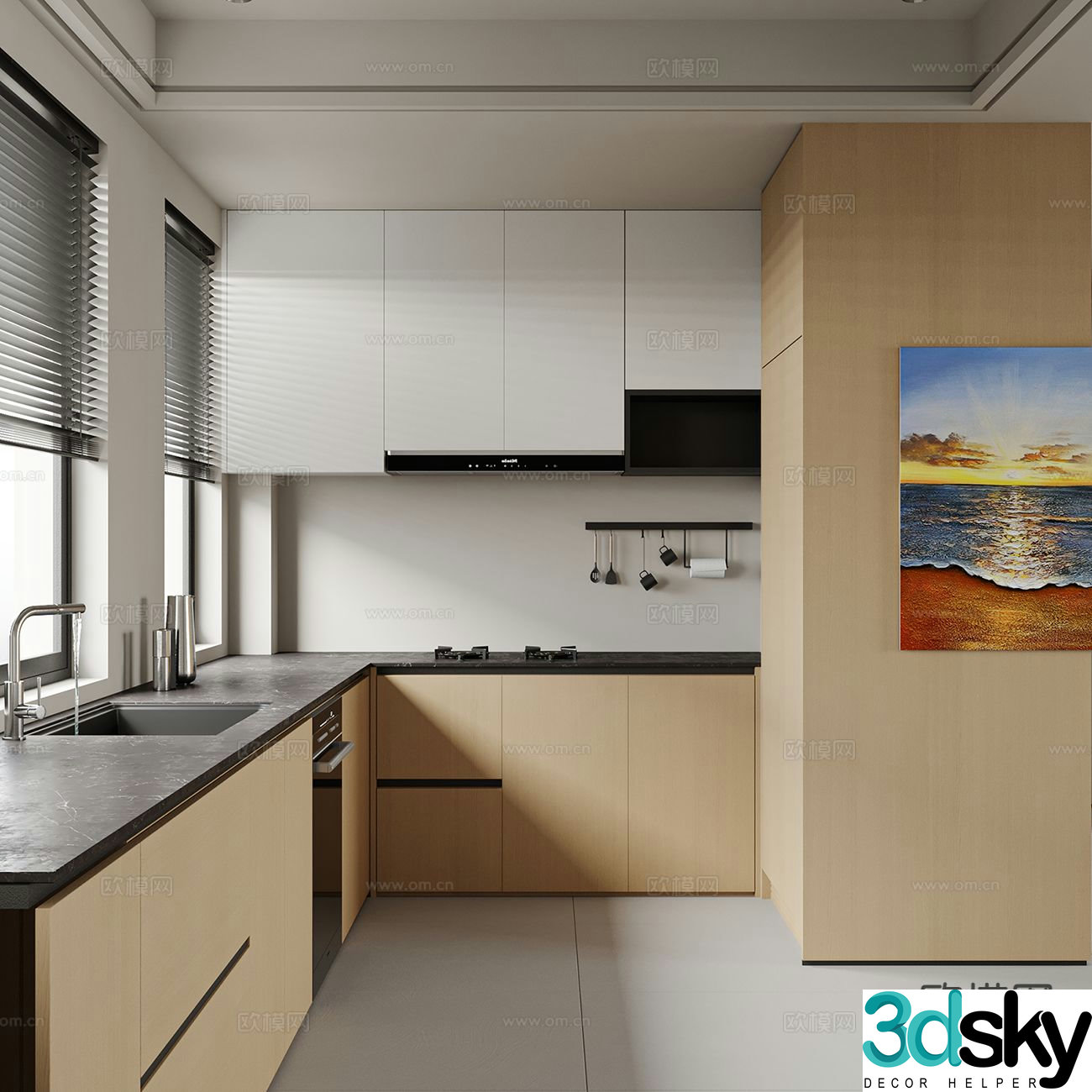 modern kitchen cabinet 3d model