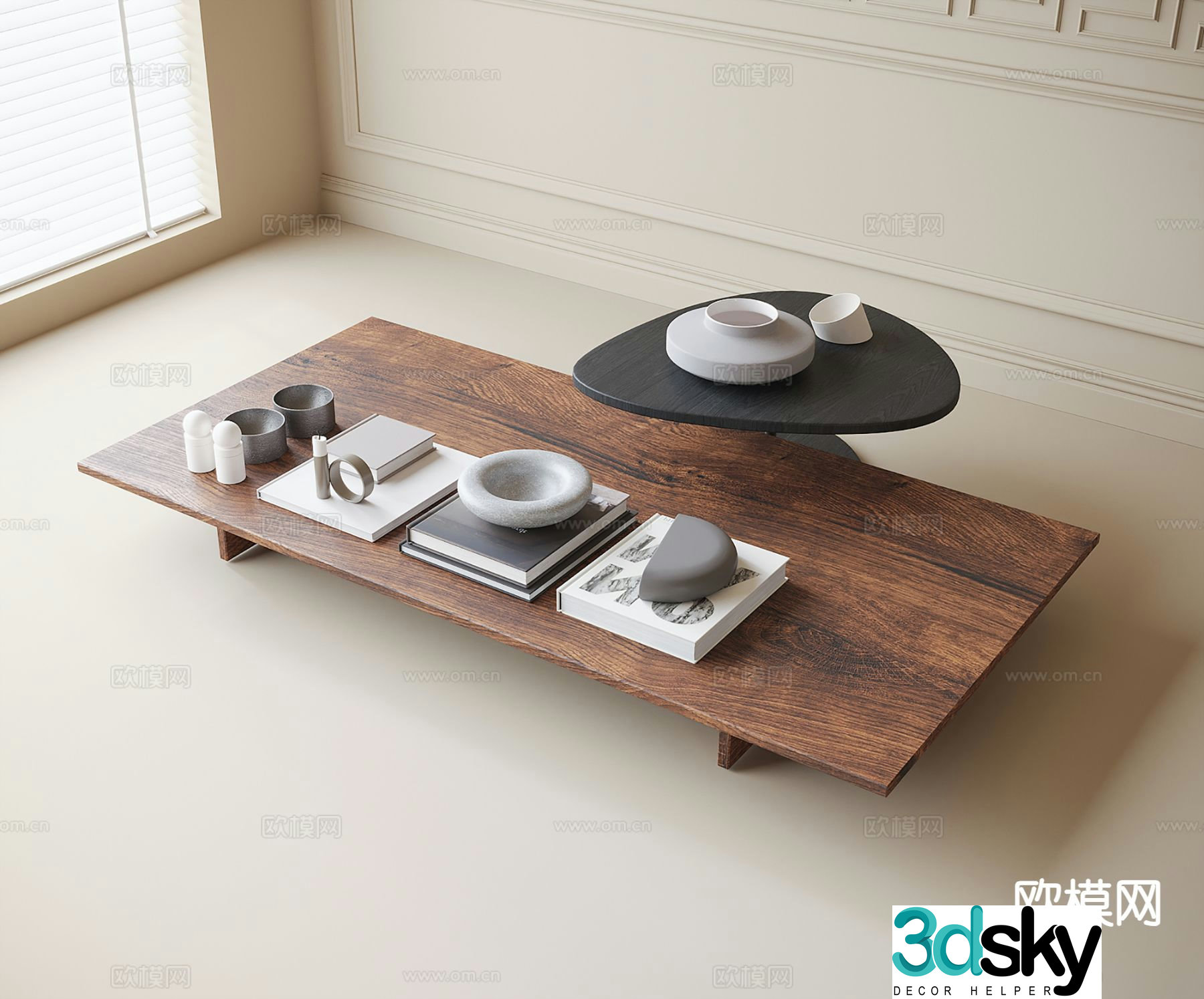 Wabi-sabi coffee table mother-and-son coffee table 3d model
