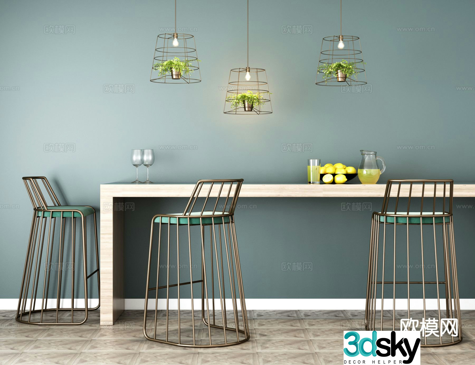 Nordic bar bar chair 3d model