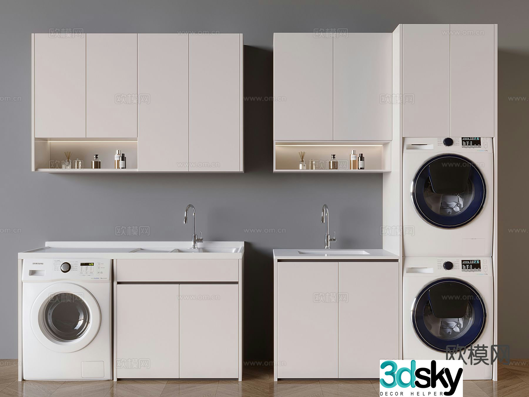 Modern balcony cabinet washing machine cabinet 3d model