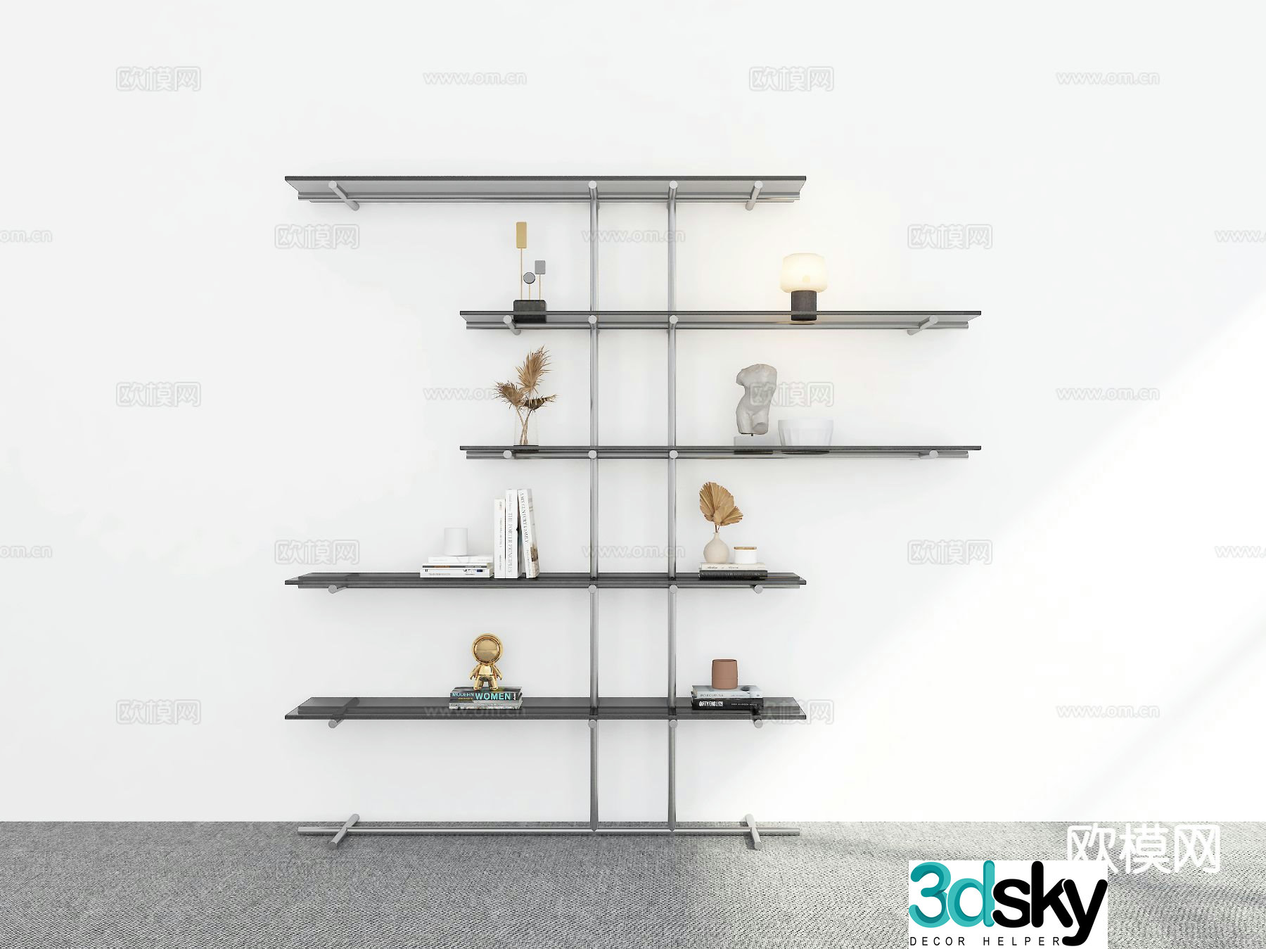 Modern bookshelf storage rack 3d model