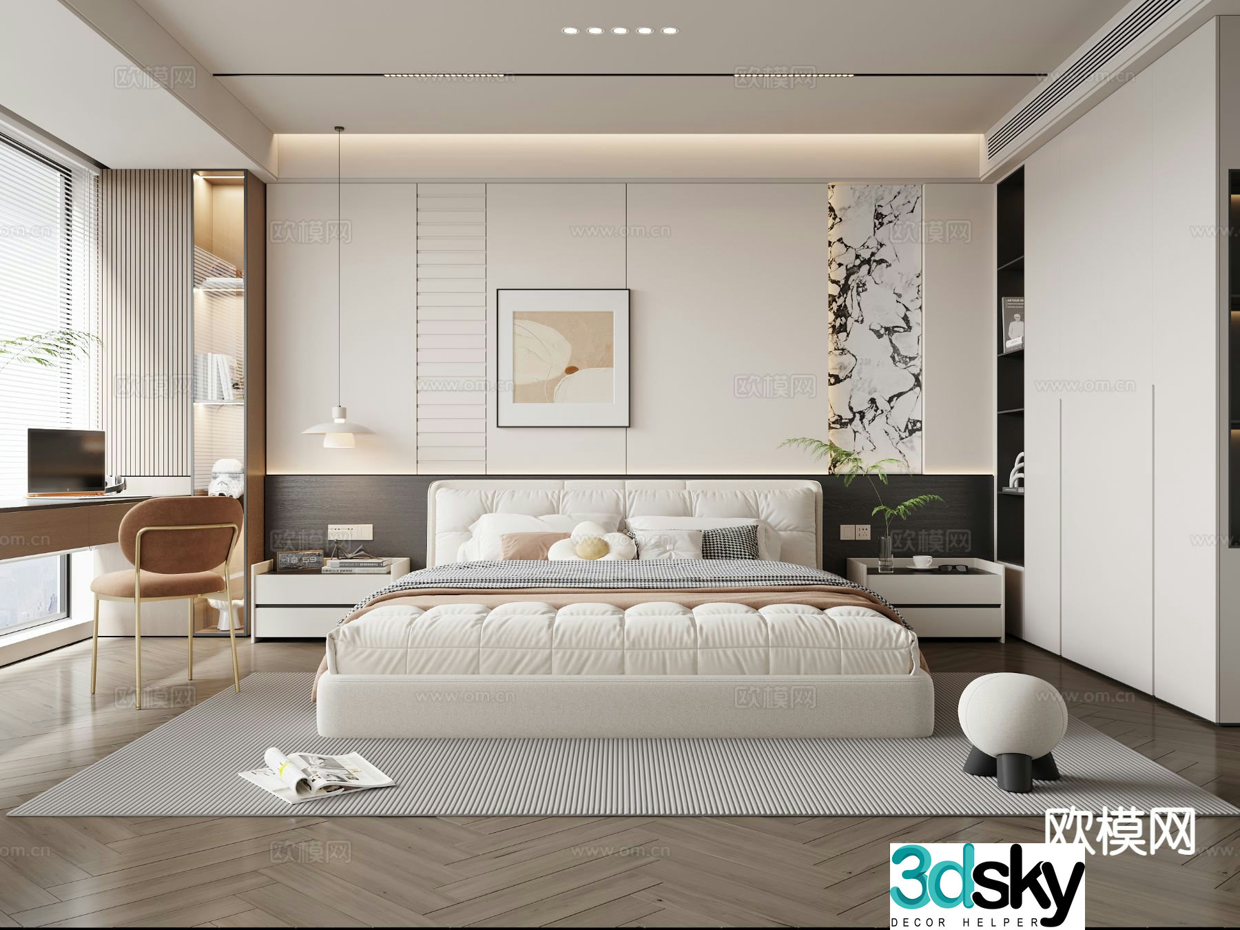 Cream style bedroom master bedroom 3d model