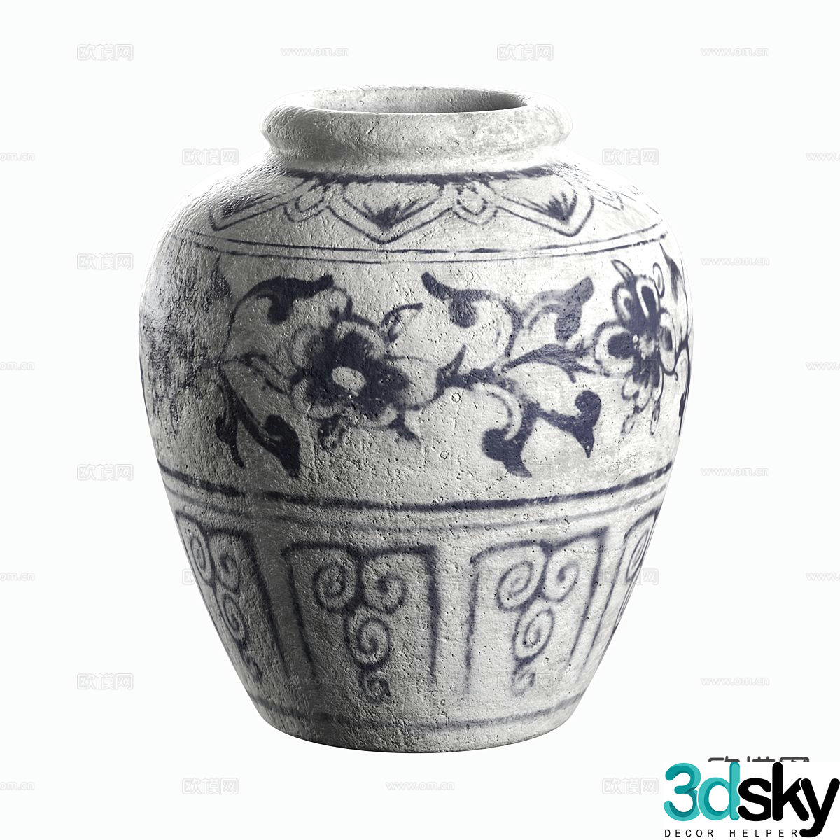 New Chinese style clay pot pottery 3d model