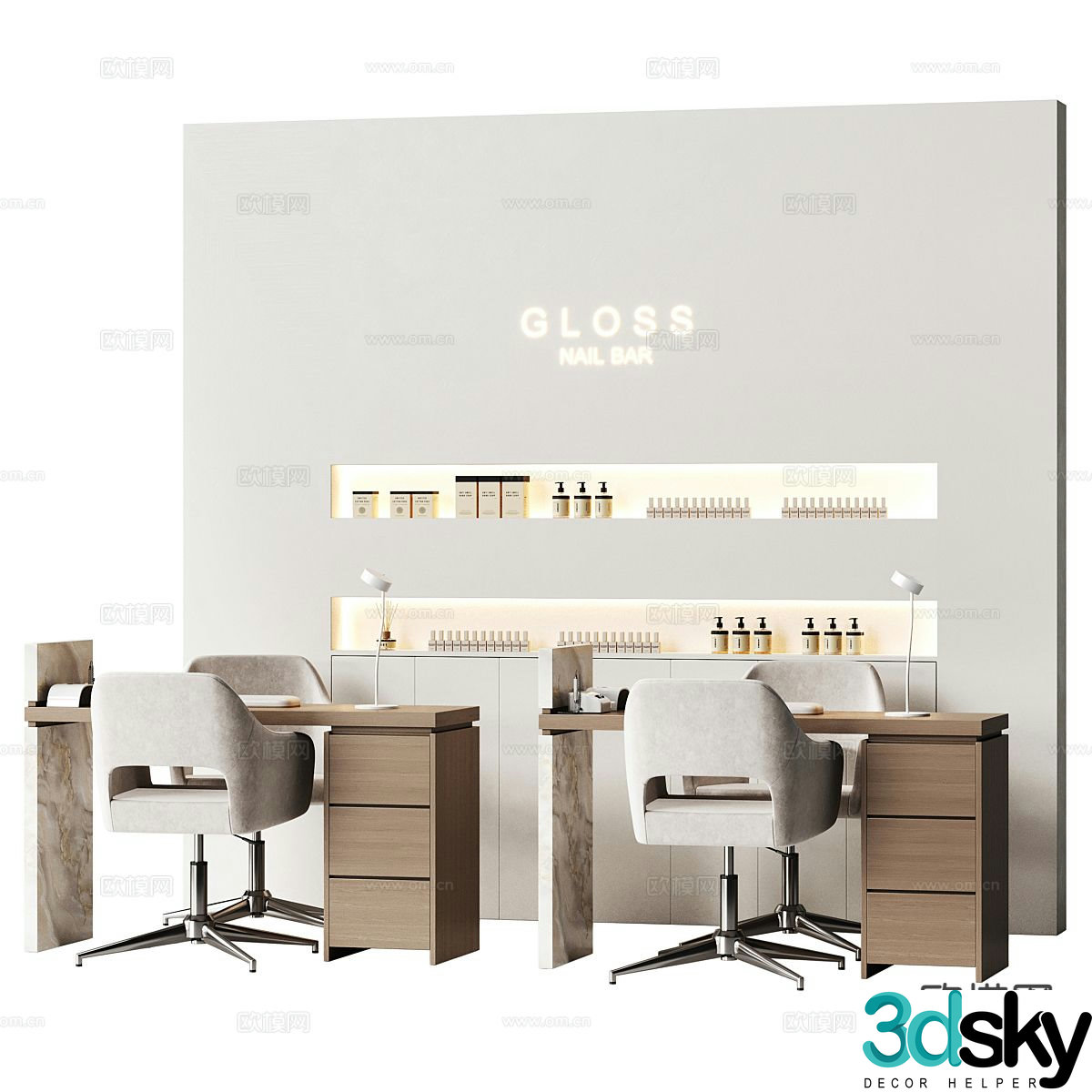 Modern manicure work table manicure salon 3d model