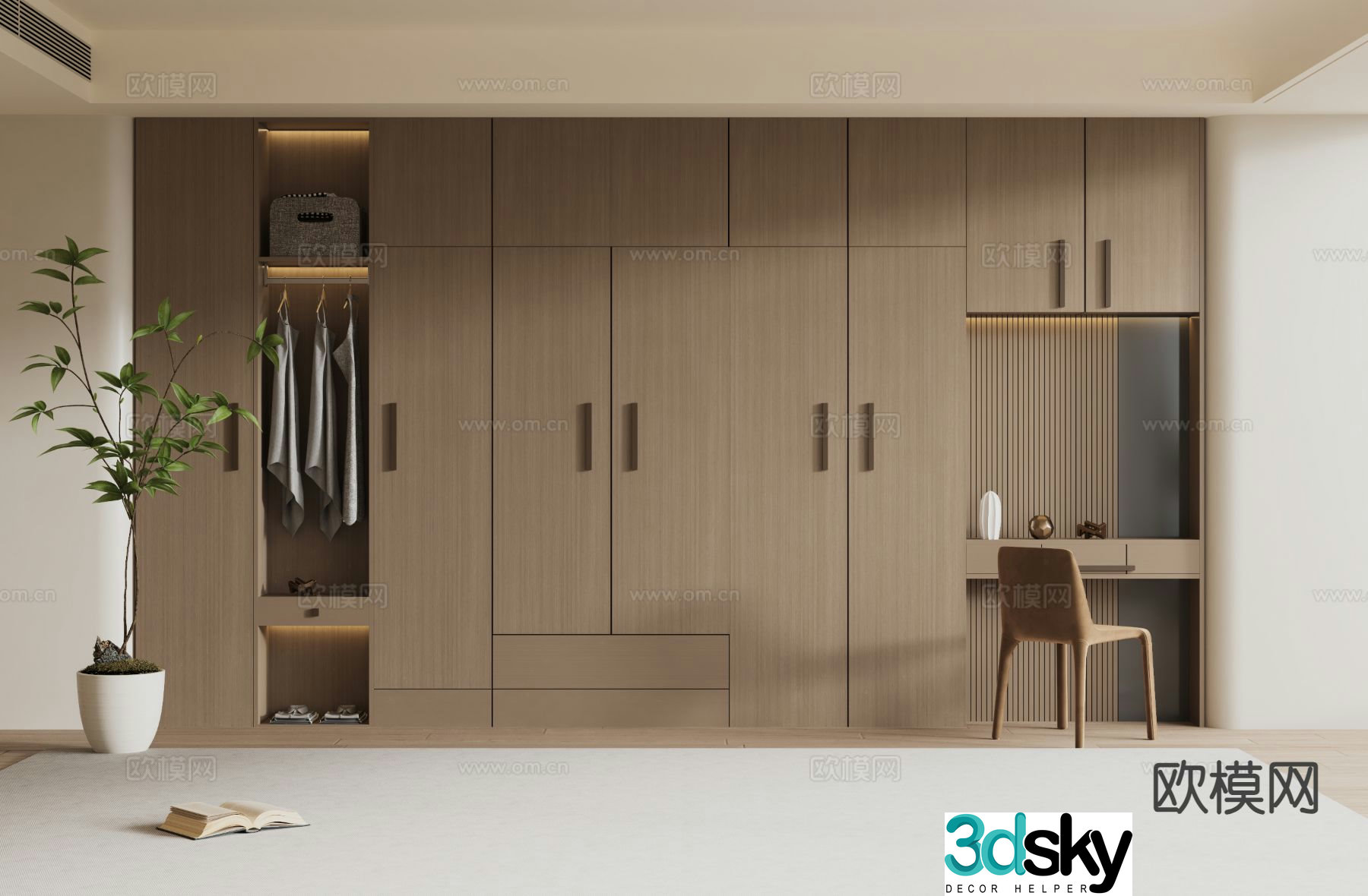 modern wardrobe wooden wardrobe 3d model