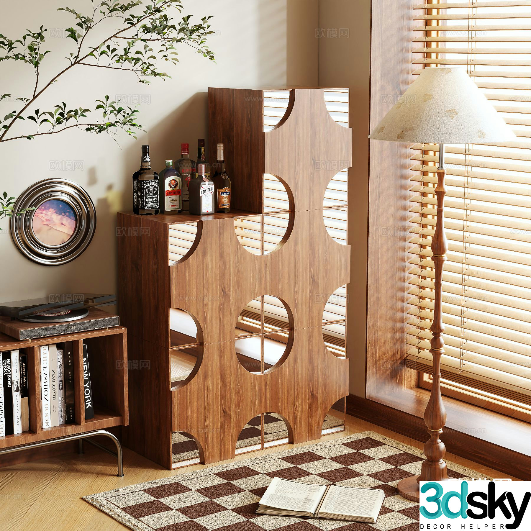 Log style cabinet storage cabinet 3d model