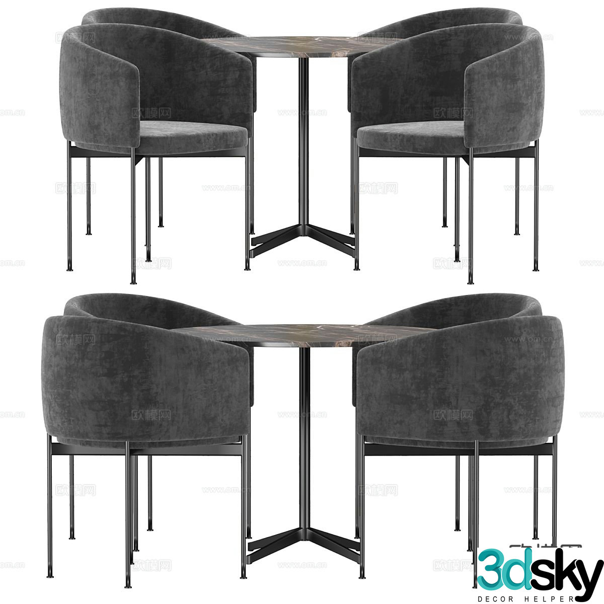 Modern leisure table and chairs 3d model