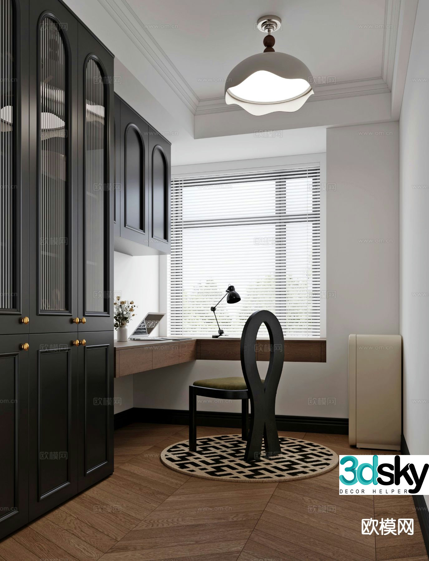 French study room 3D model