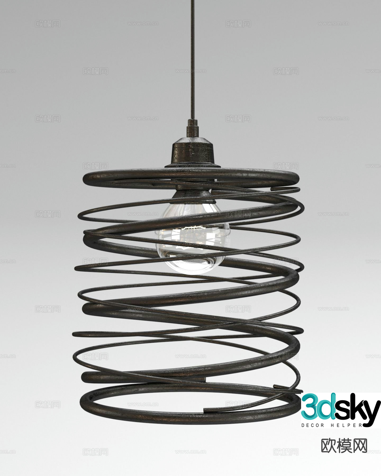 Industrial style wrought iron chandelier 3d model