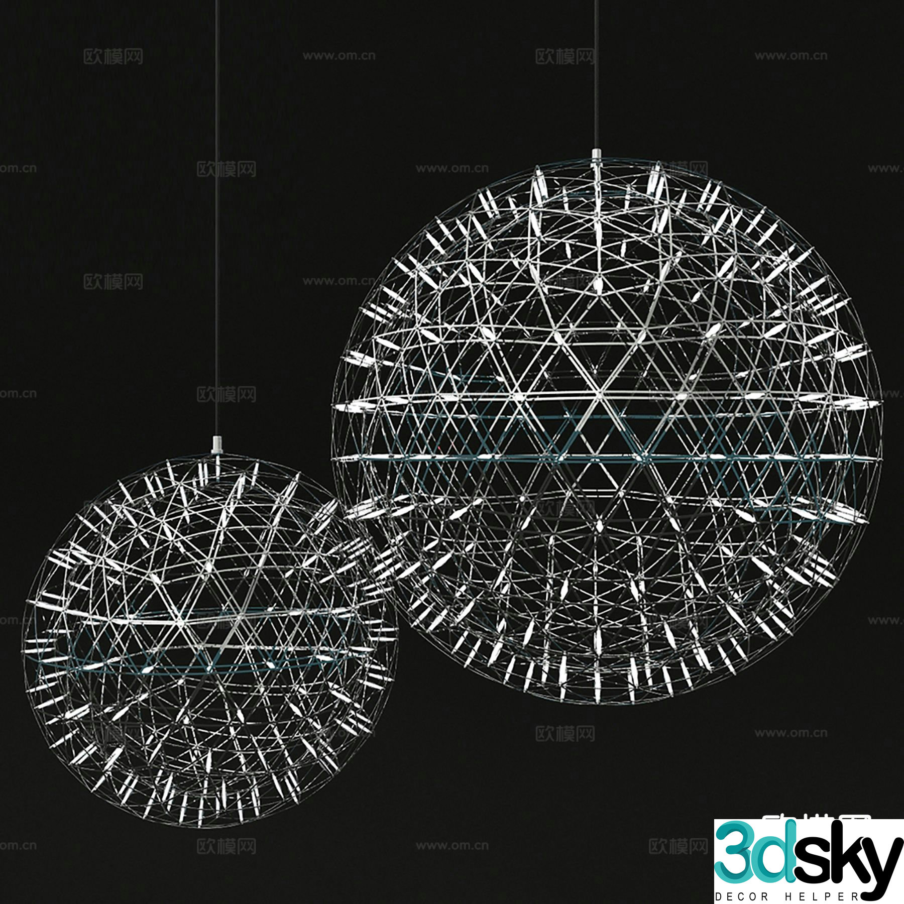 Modern spherical chandelier decorative chandelier 3d model
