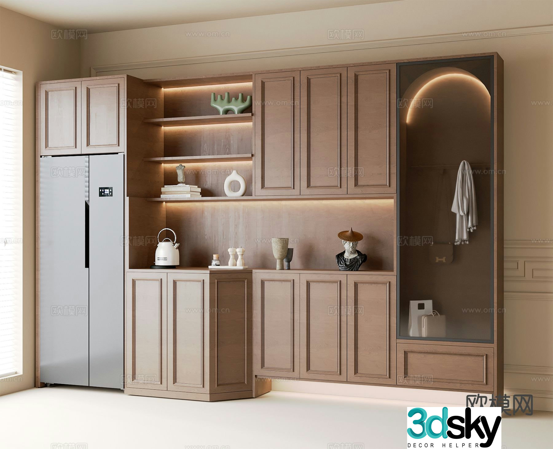 New Chinese style entrance shoe cabinet 3D model