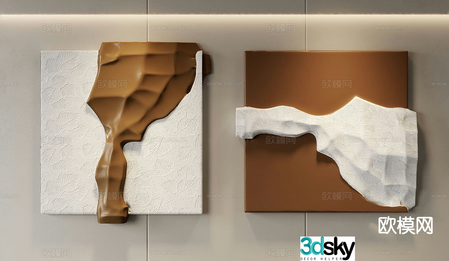 Wabi-sabi three-dimensional painting relief painting decorative painting 3D model