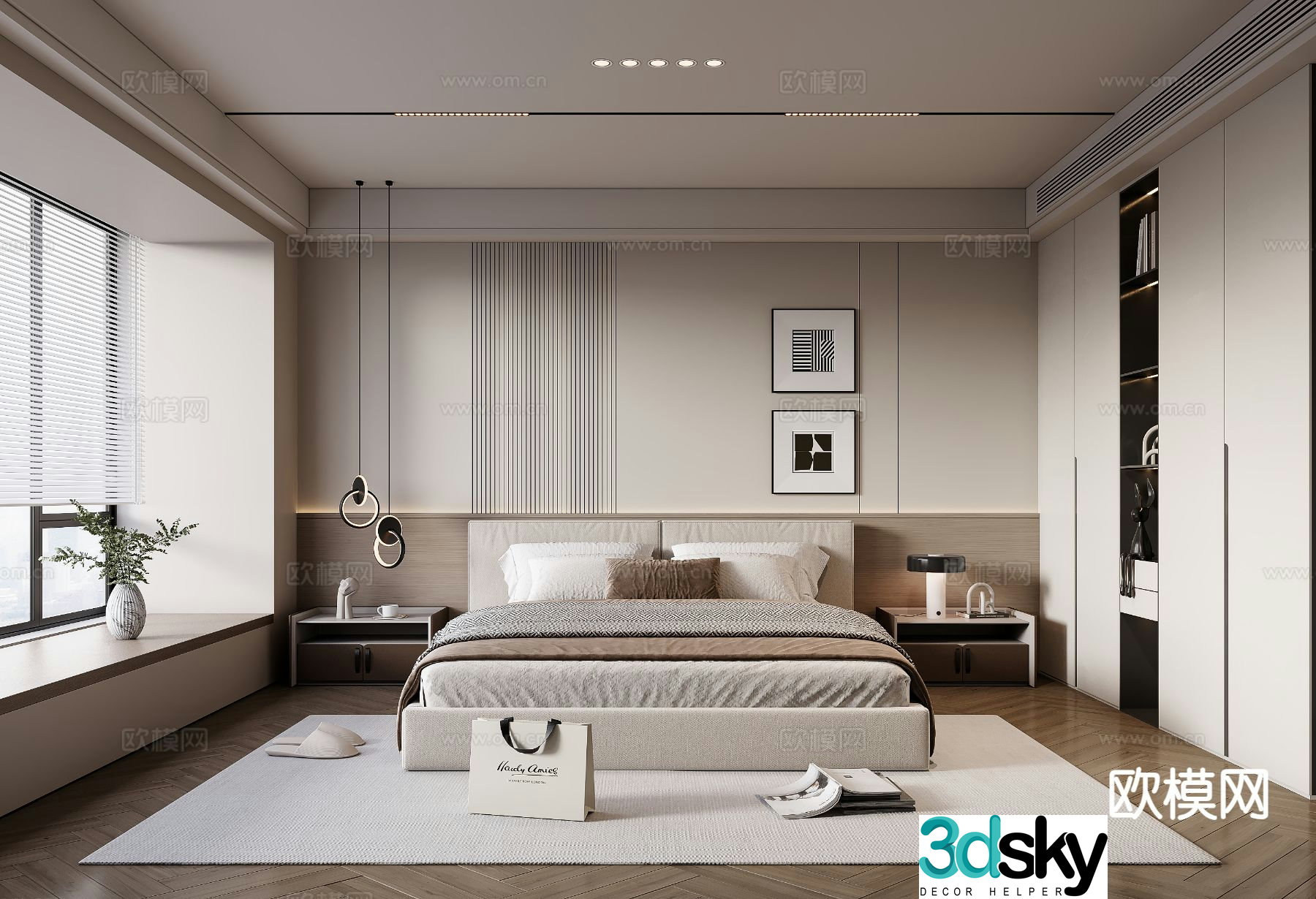 Modern bedroom master bedroom 3d model