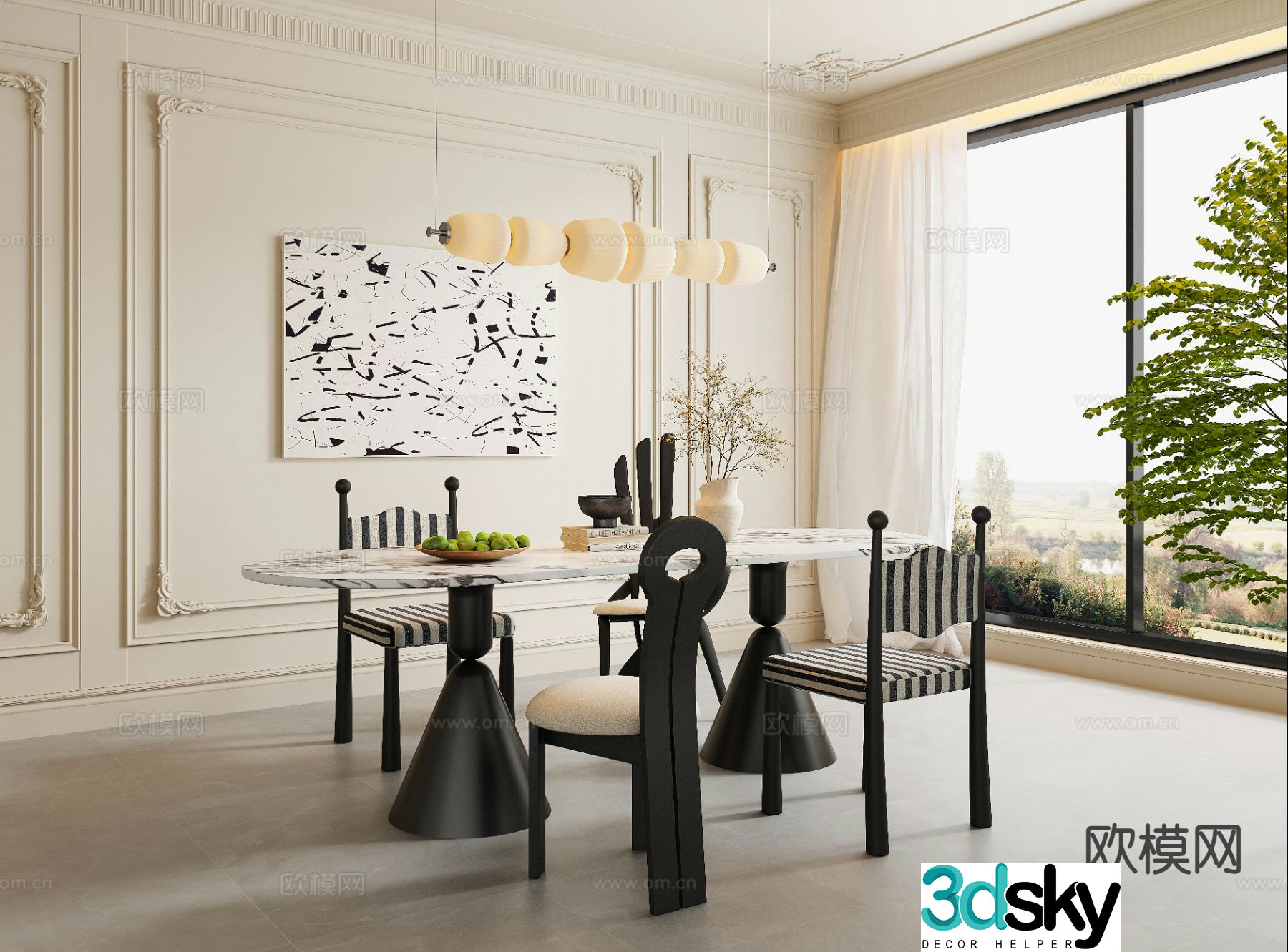 French retro restaurant 3d model