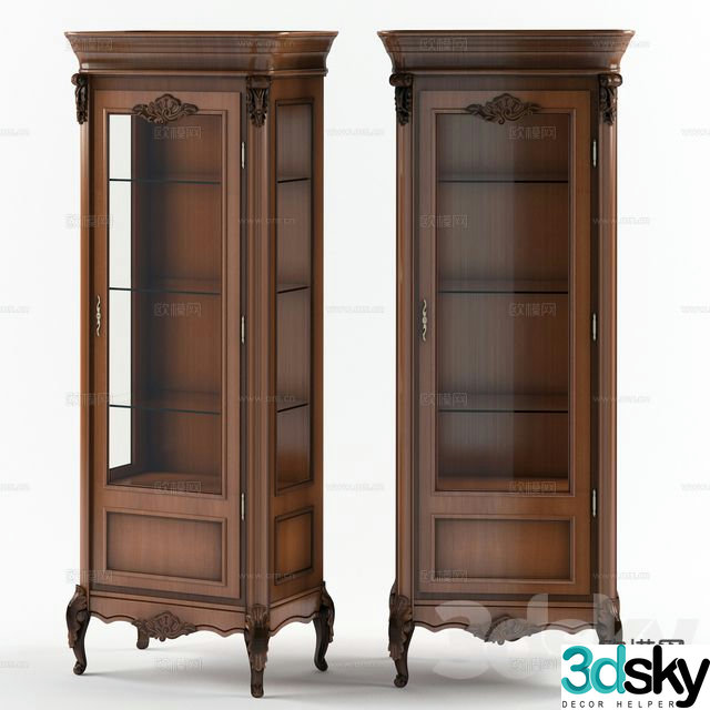 European solid wood wine cabinet 3D model