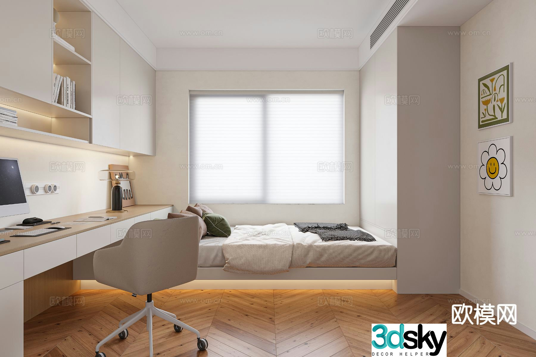 Cream style tatami children’s room 3d model