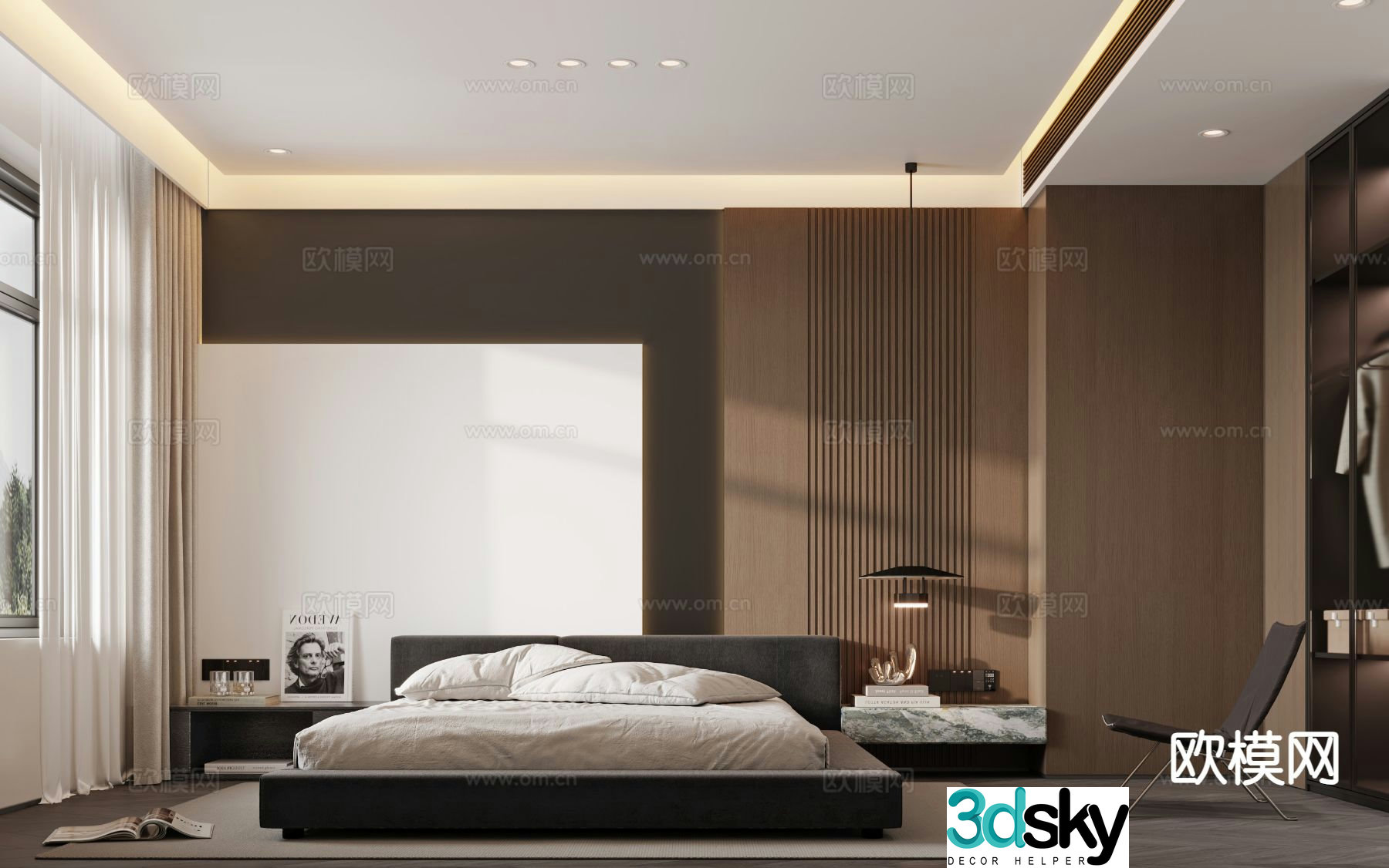 Modern bedroom master bedroom 3d model