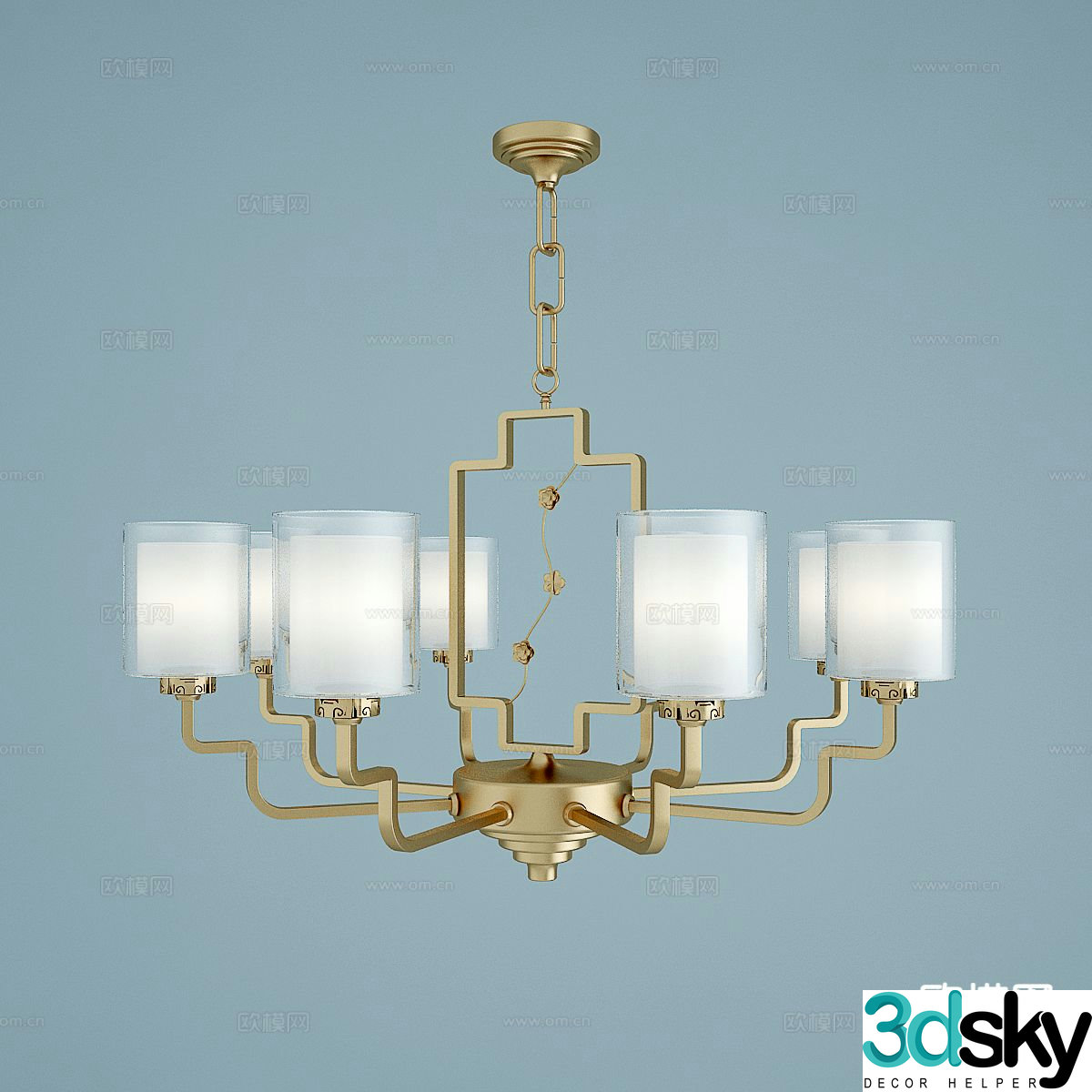 New Chinese style chandelier hall chandelier 3d model