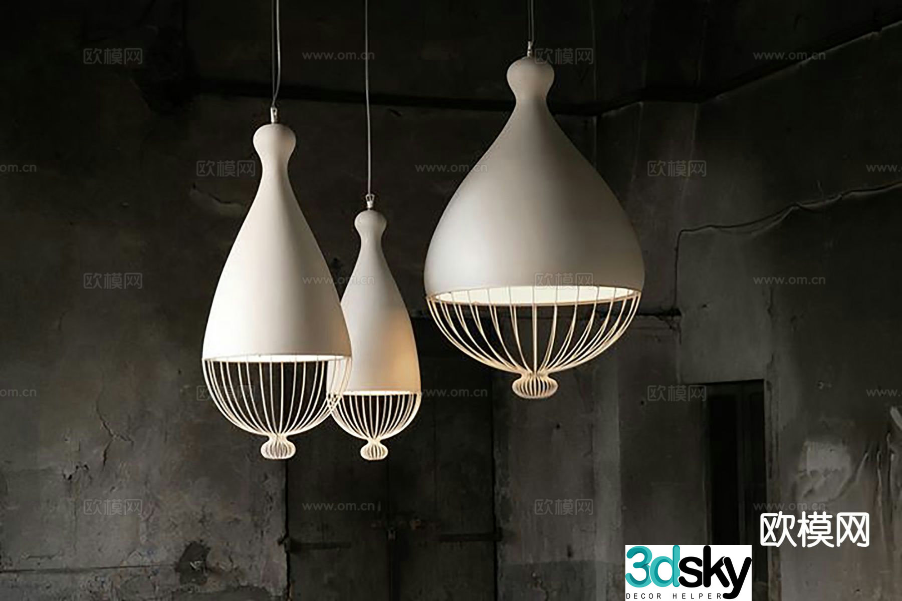 Wabi-sabi chandelier art chandelier 3d model