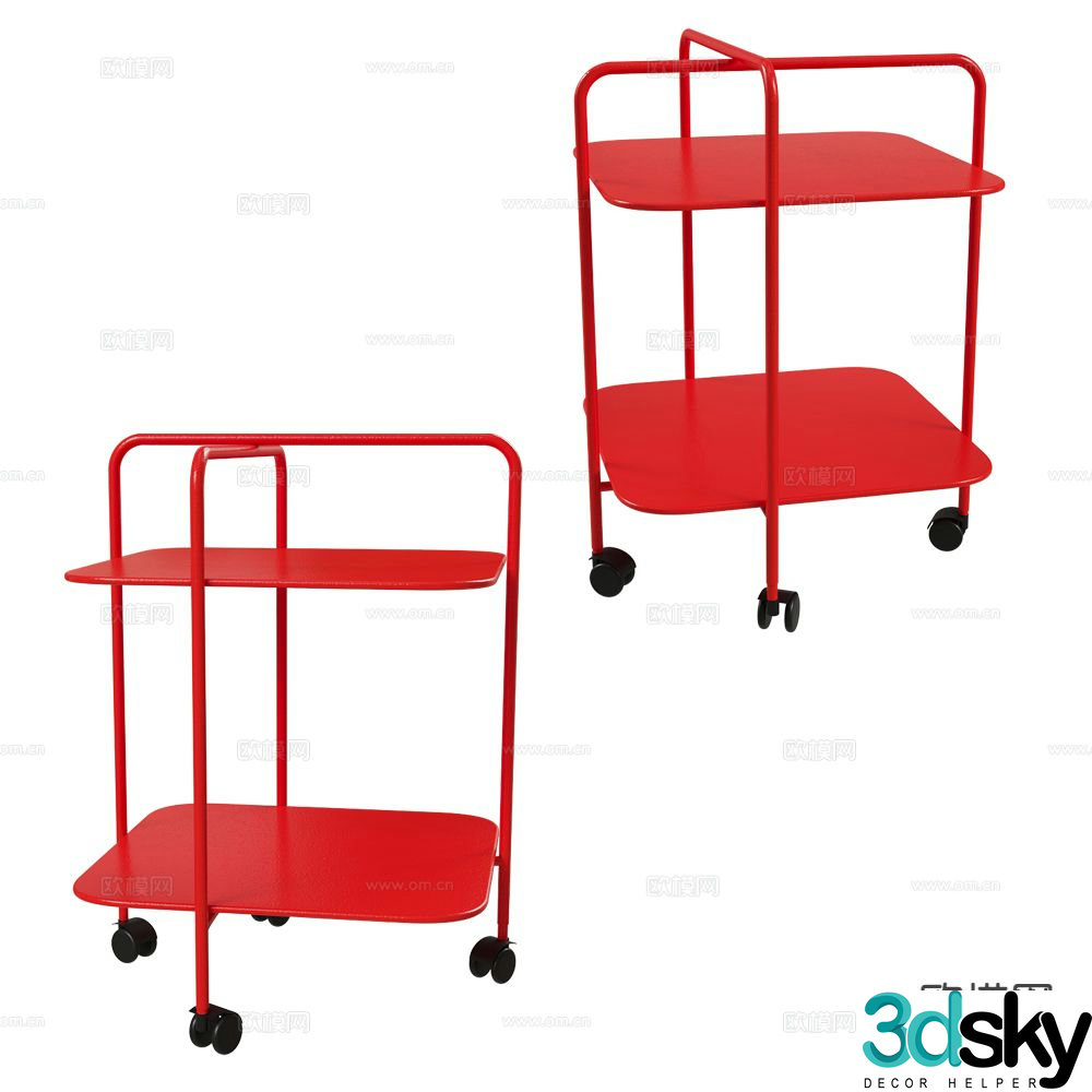 Fermob mobile side table corner table cart 3d model