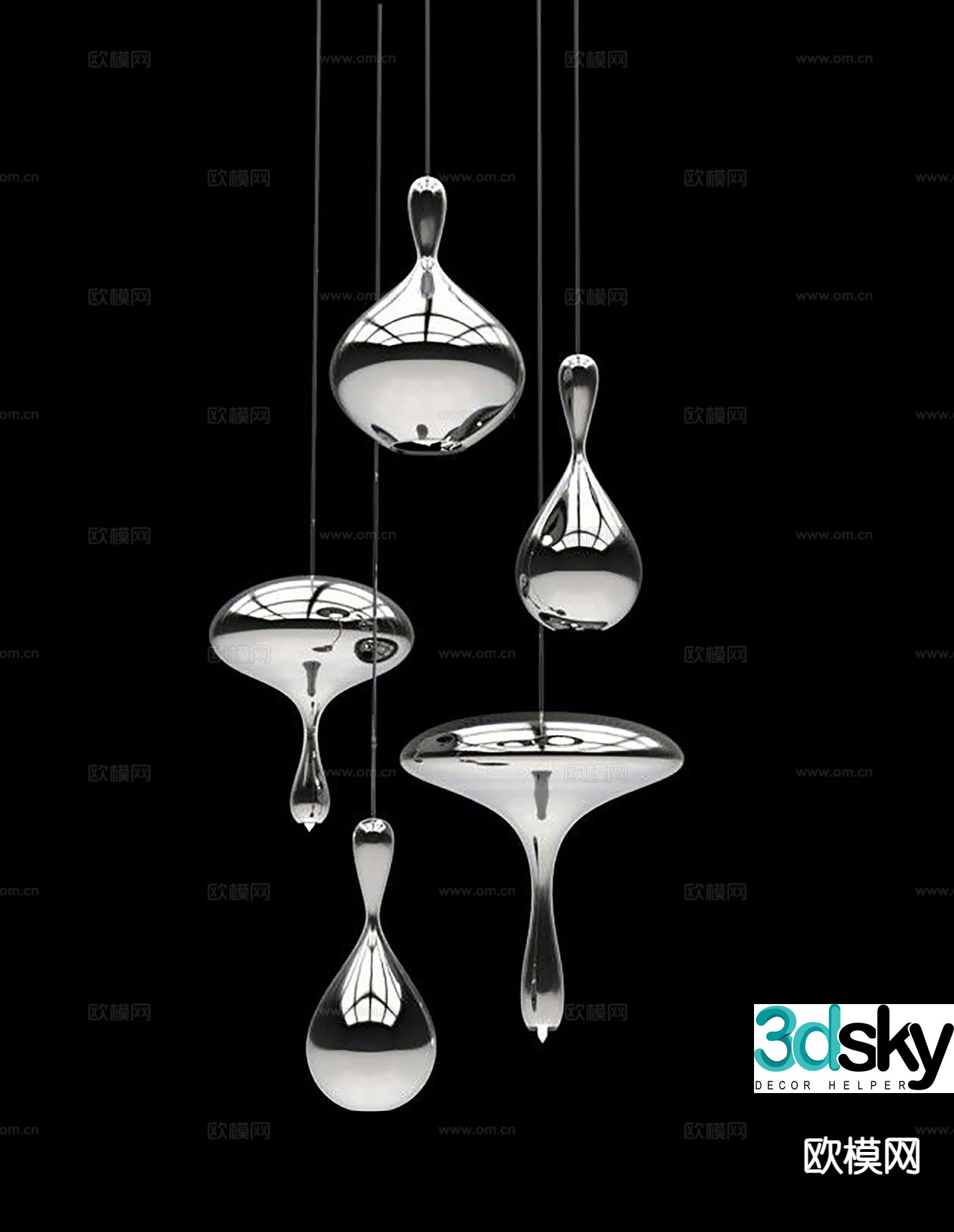 Simple chandelier water drop chandelier 3d model