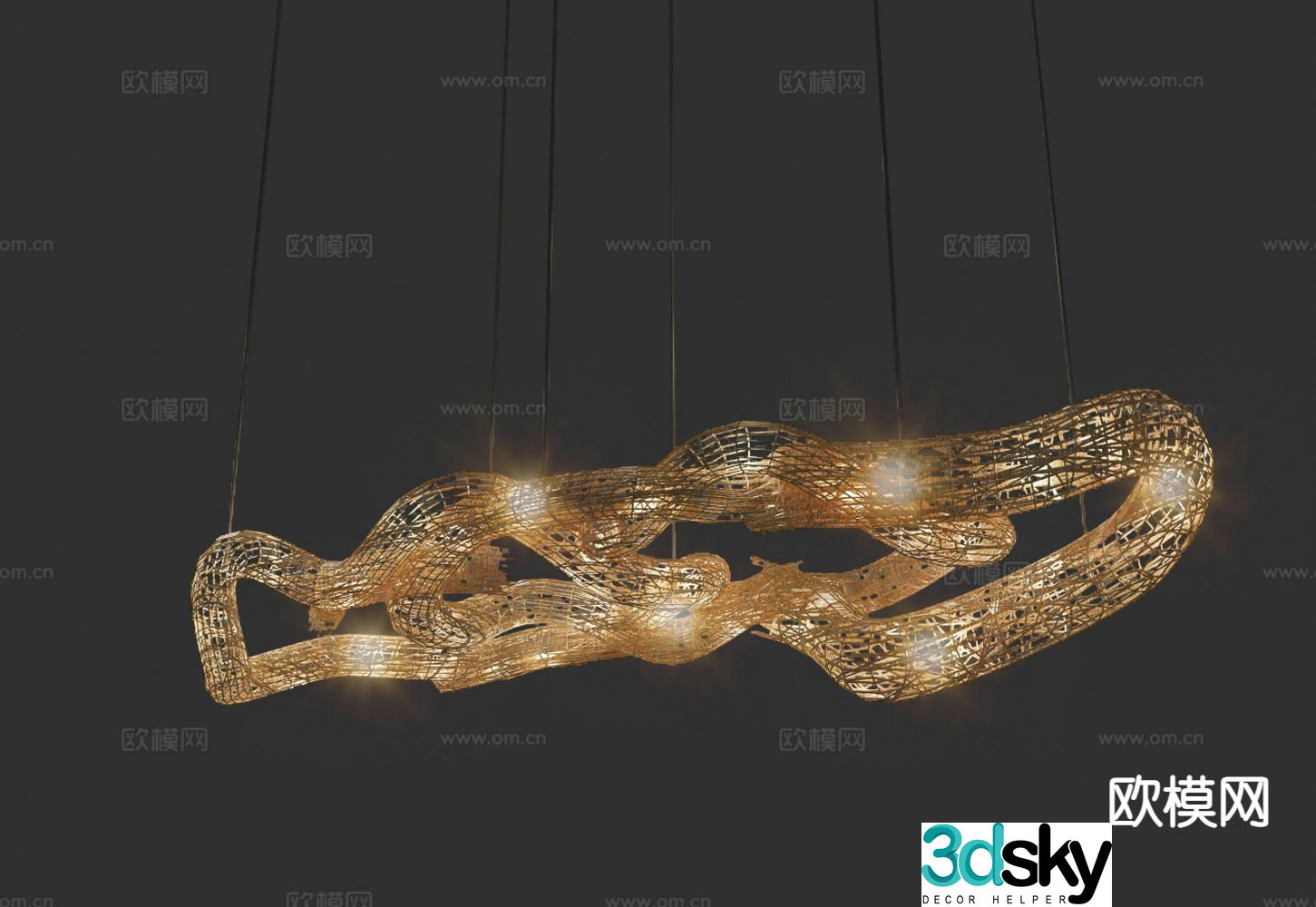 Modern art chandelier hollow chandelier 3d model